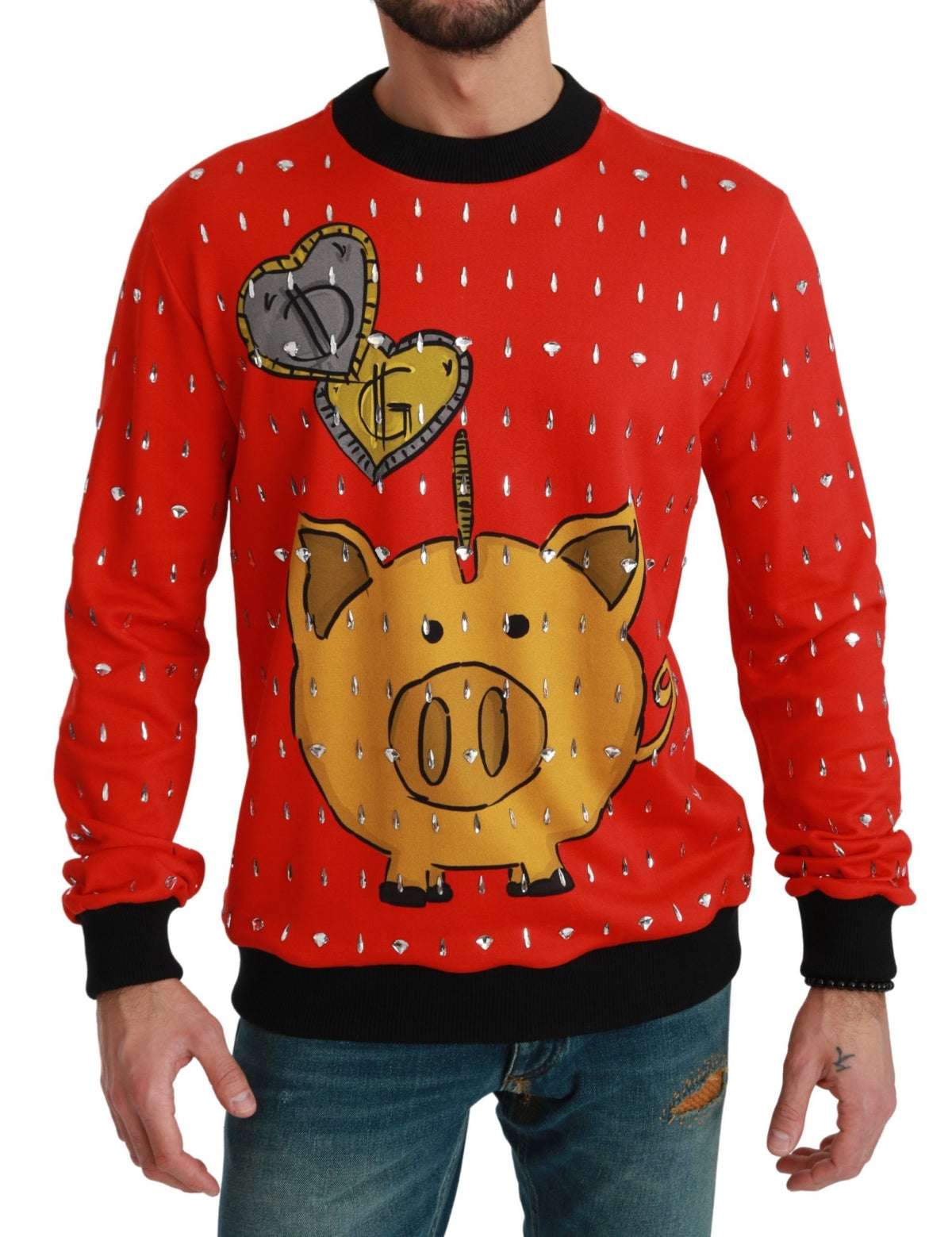 New Dolce & Gabbana Red Crystal Pig of the Year Sweater