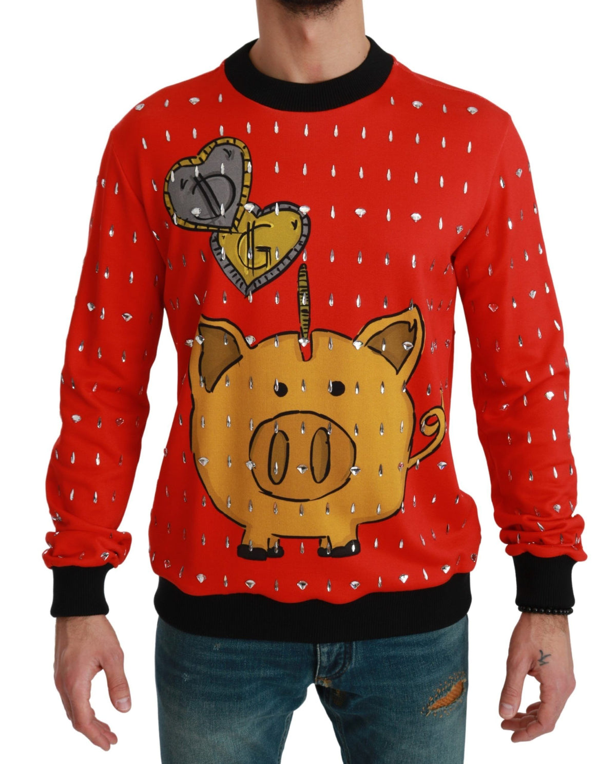 New Dolce & Gabbana Red Crystal Pig of the Year Sweater