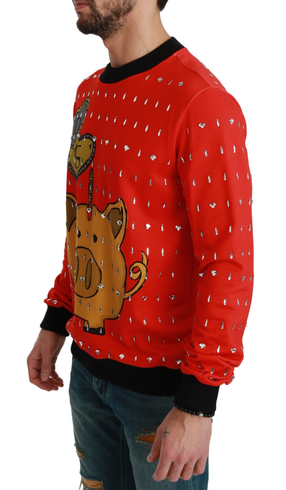 New Dolce & Gabbana Red Crystal Pig of the Year Sweater