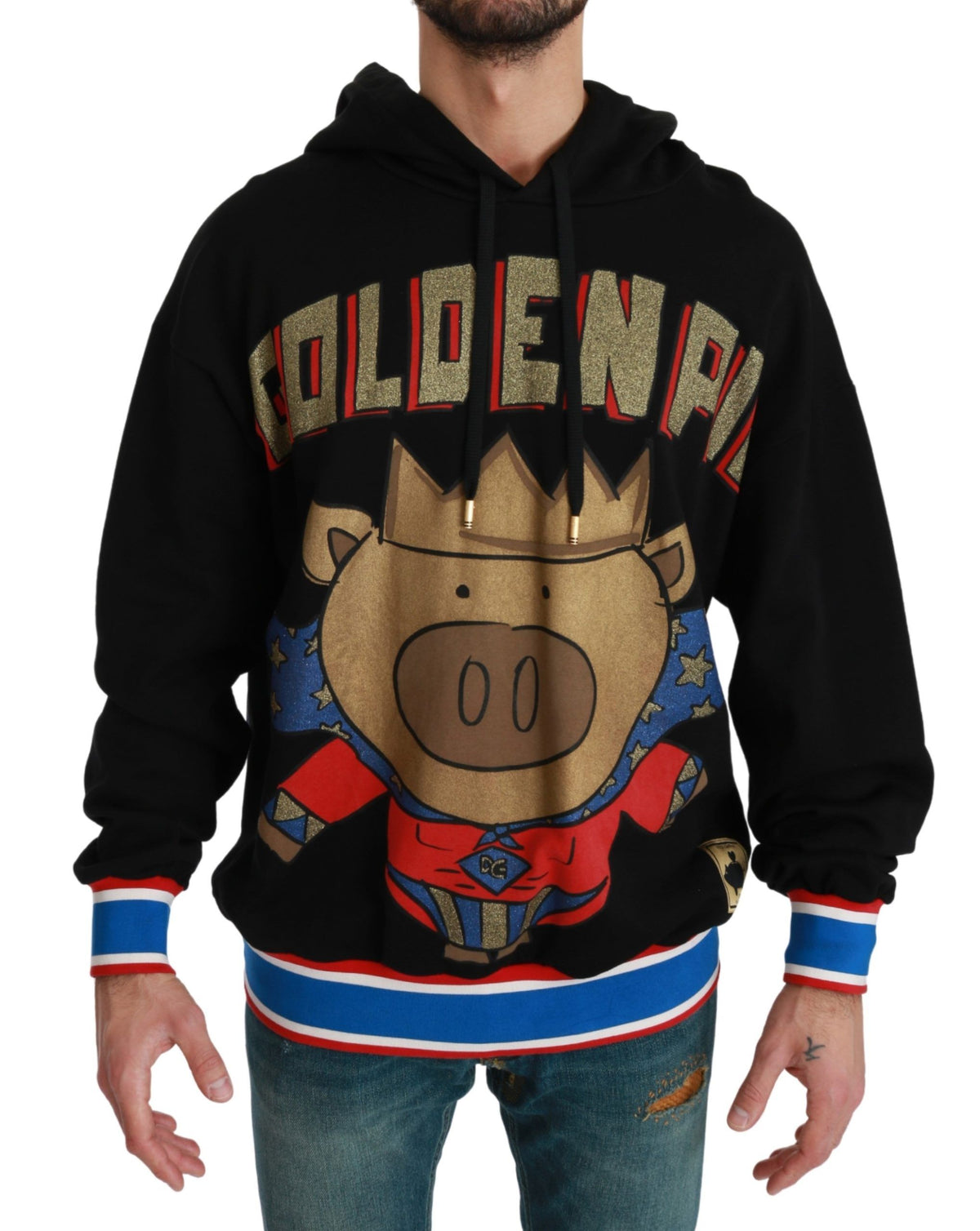 New Dolce & Gabbana Black Sweater Pig of the Year Hooded