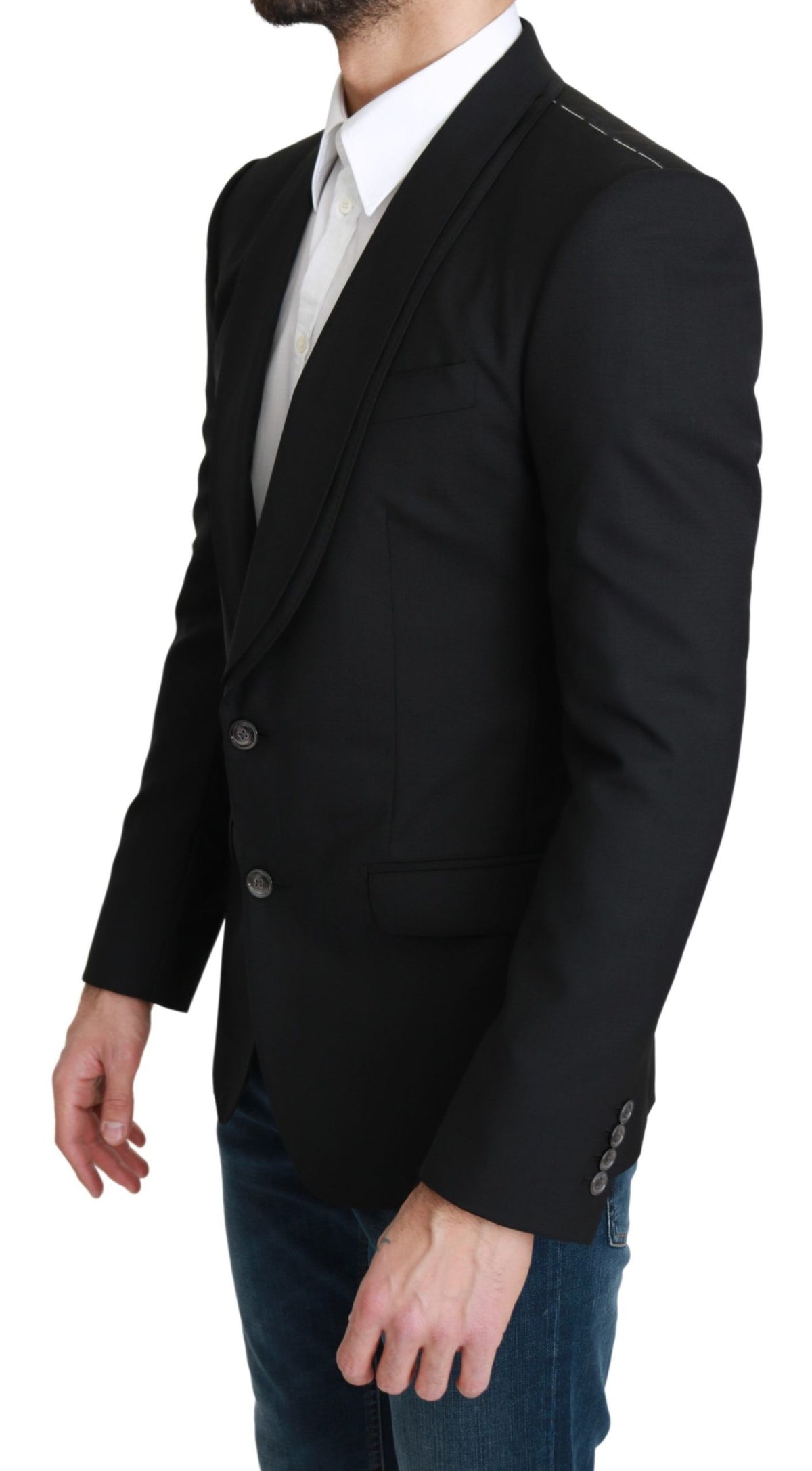 New Dolce & Gabbana Black Single Breasted Formal Wool Blazer