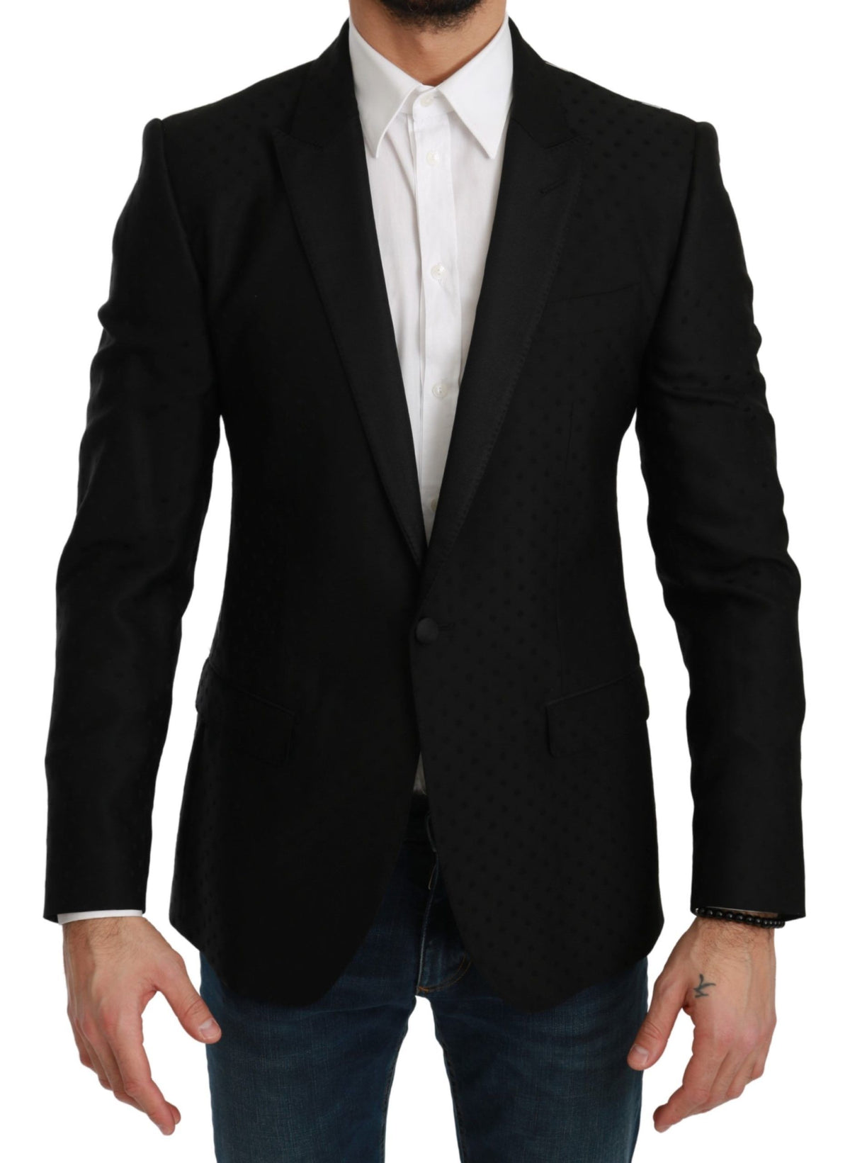 New Dolce & Gabbana Black Slim Fit Coat Jacket MARTINI Blazer