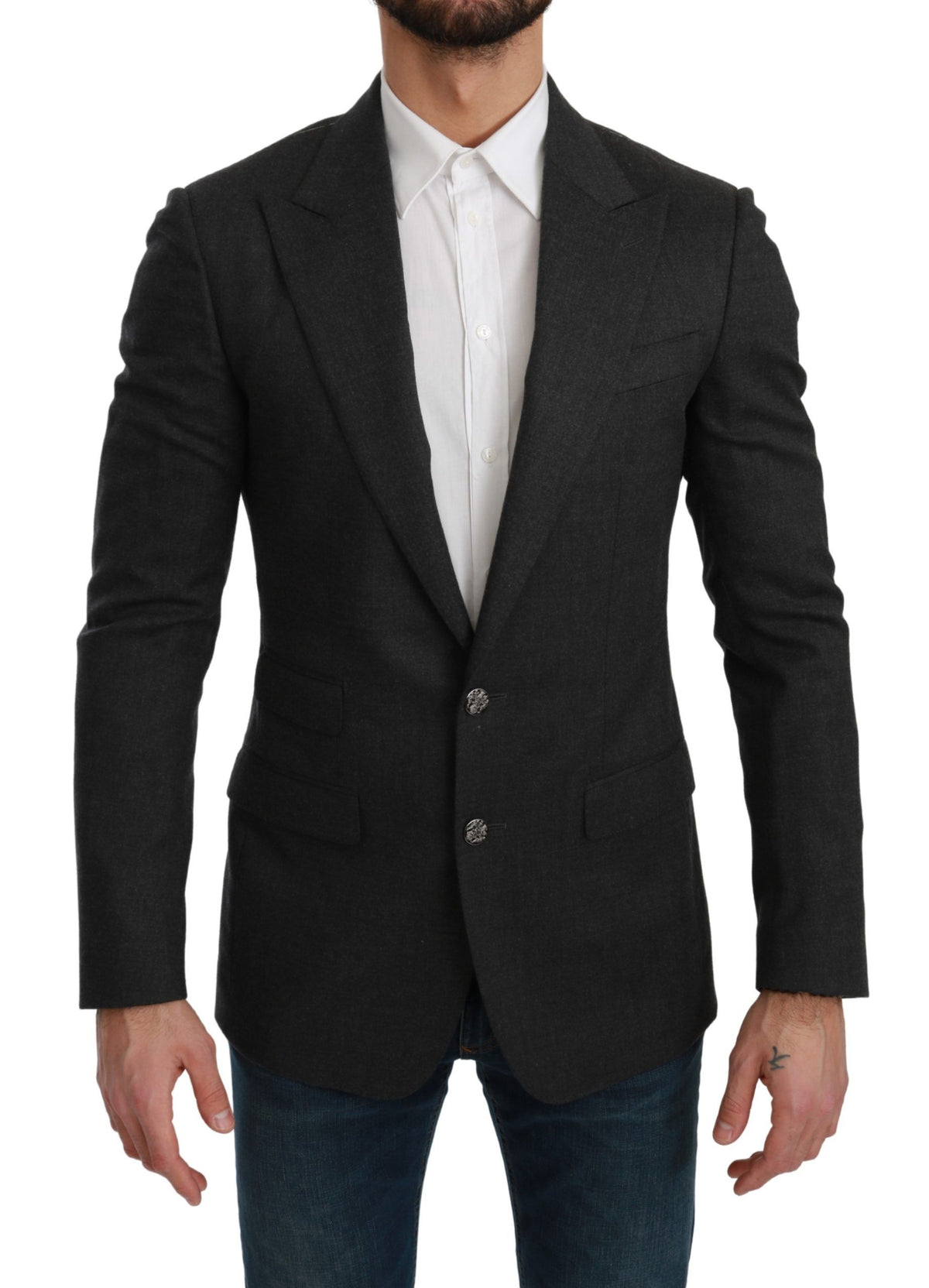 New Dolce & Gabbana Gray NAPOLI Slim Fit Jacket Wool Blazer