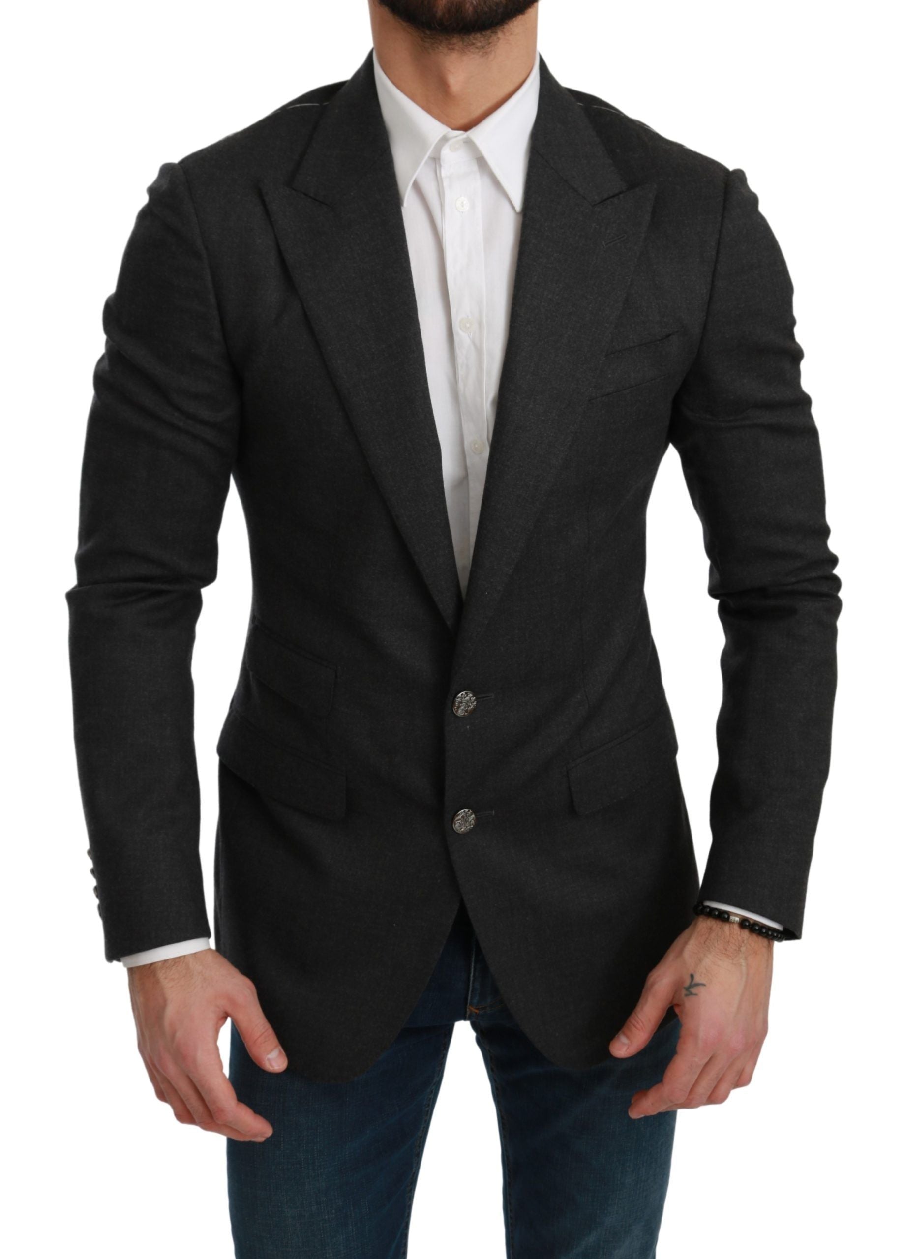 New Dolce & Gabbana Gray NAPOLI Slim Fit Jacket Wool Blazer