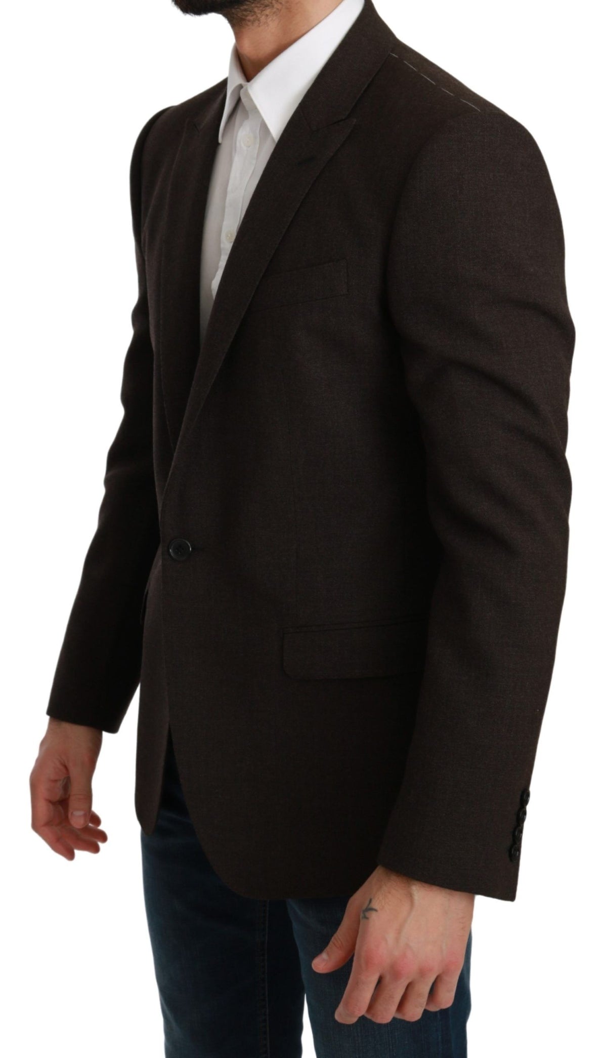 New Dolce & Gabbana Brown Slim Fit Coat Jacket MARTINI Blazer