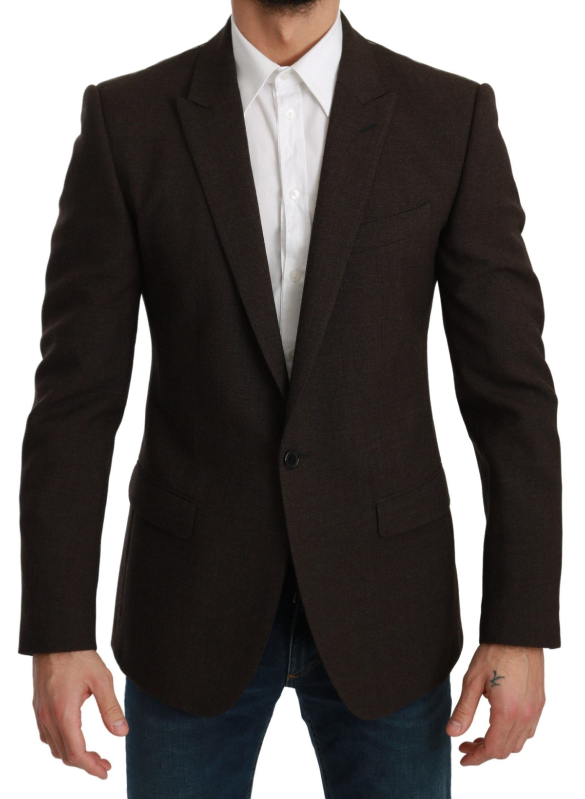 New Dolce & Gabbana Brown Slim Fit Coat Jacket MARTINI Blazer