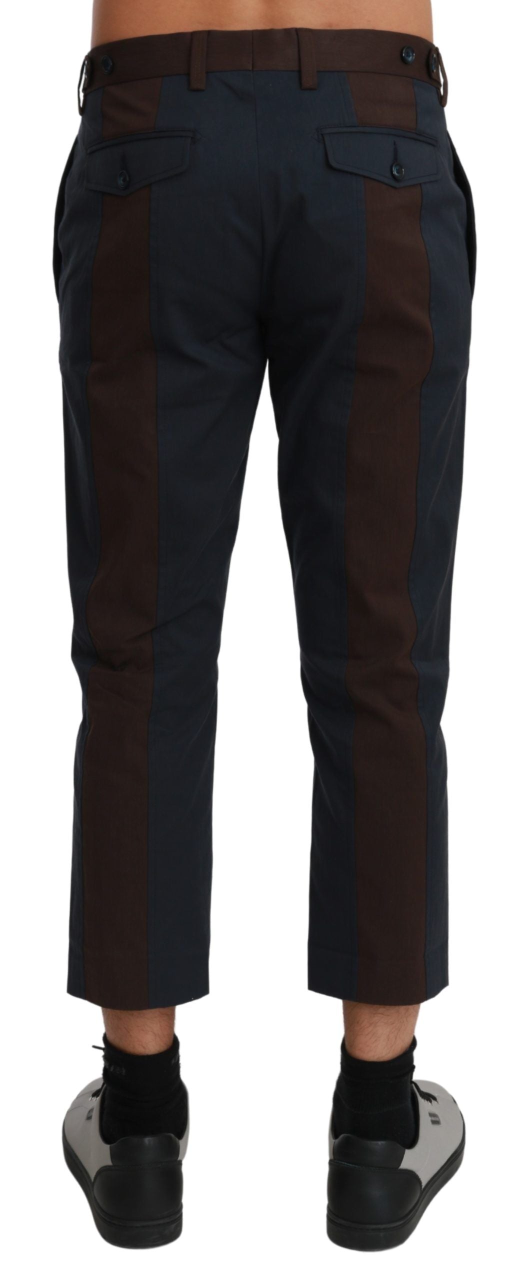 New Dolce & Gabbana Brown Stripes Cropped Trousers Pants