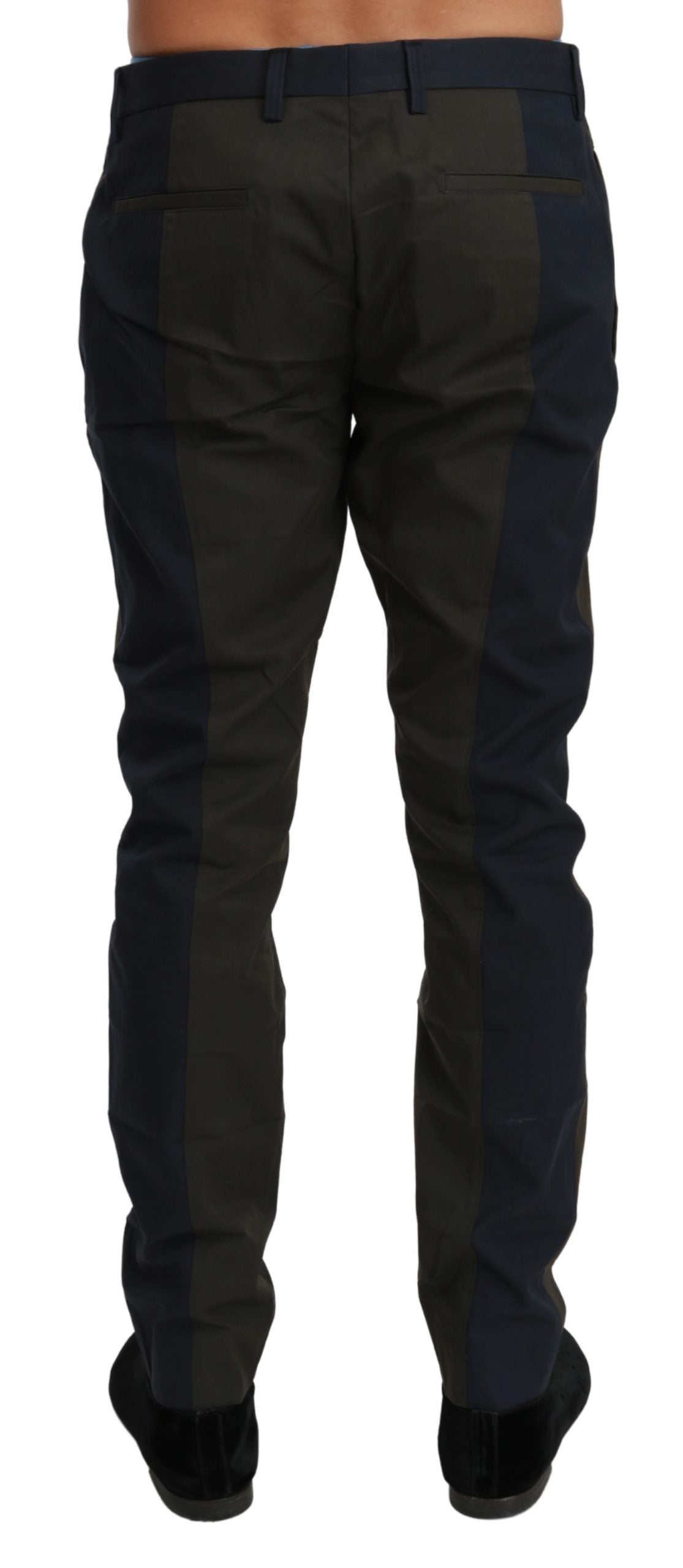 New Dolce & Gabbana Blue Gray Stripes Trouser Cotton Pants