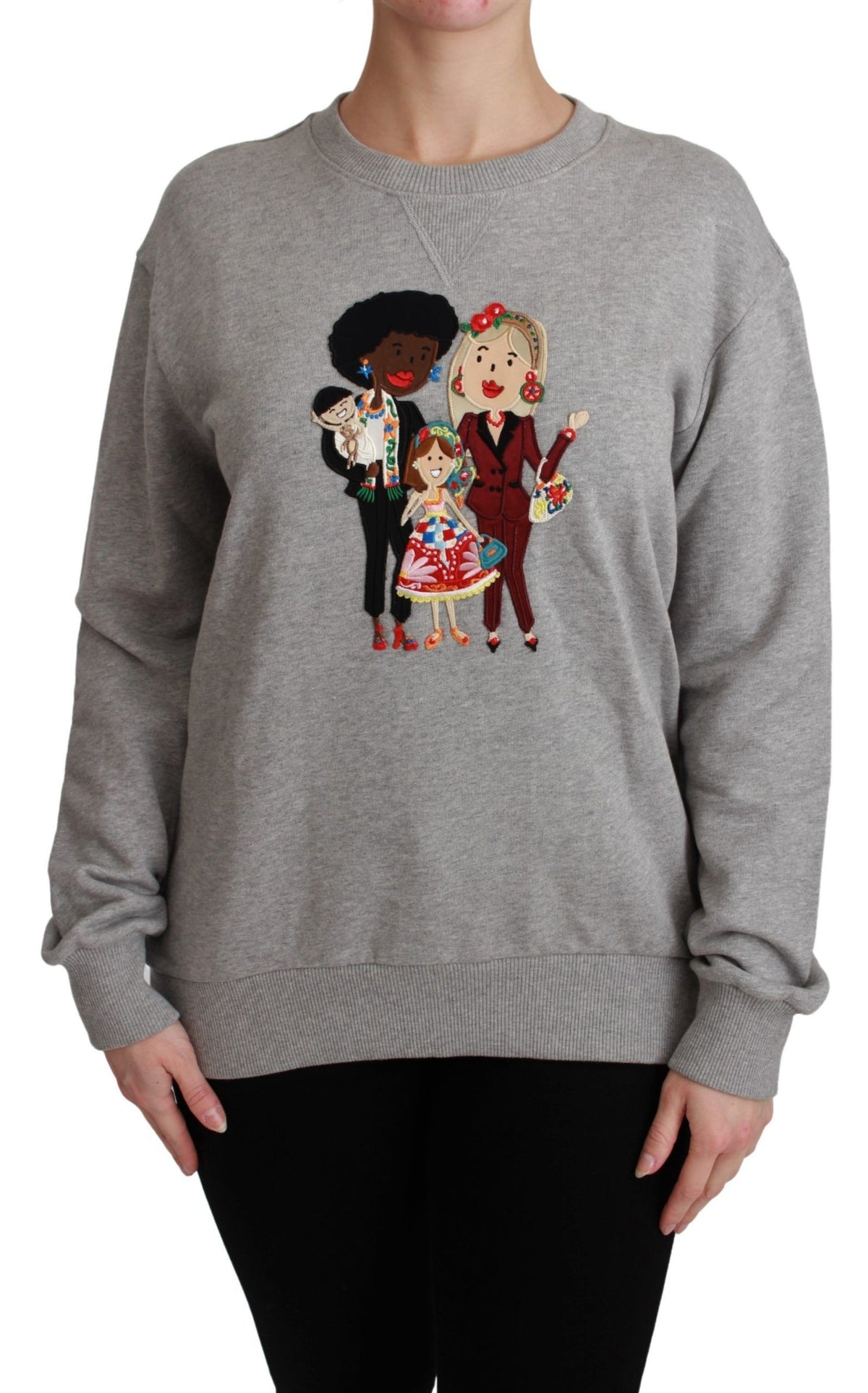 New Dolce & Gabbana Gray #dgfamily Cotton Pullover Sweater