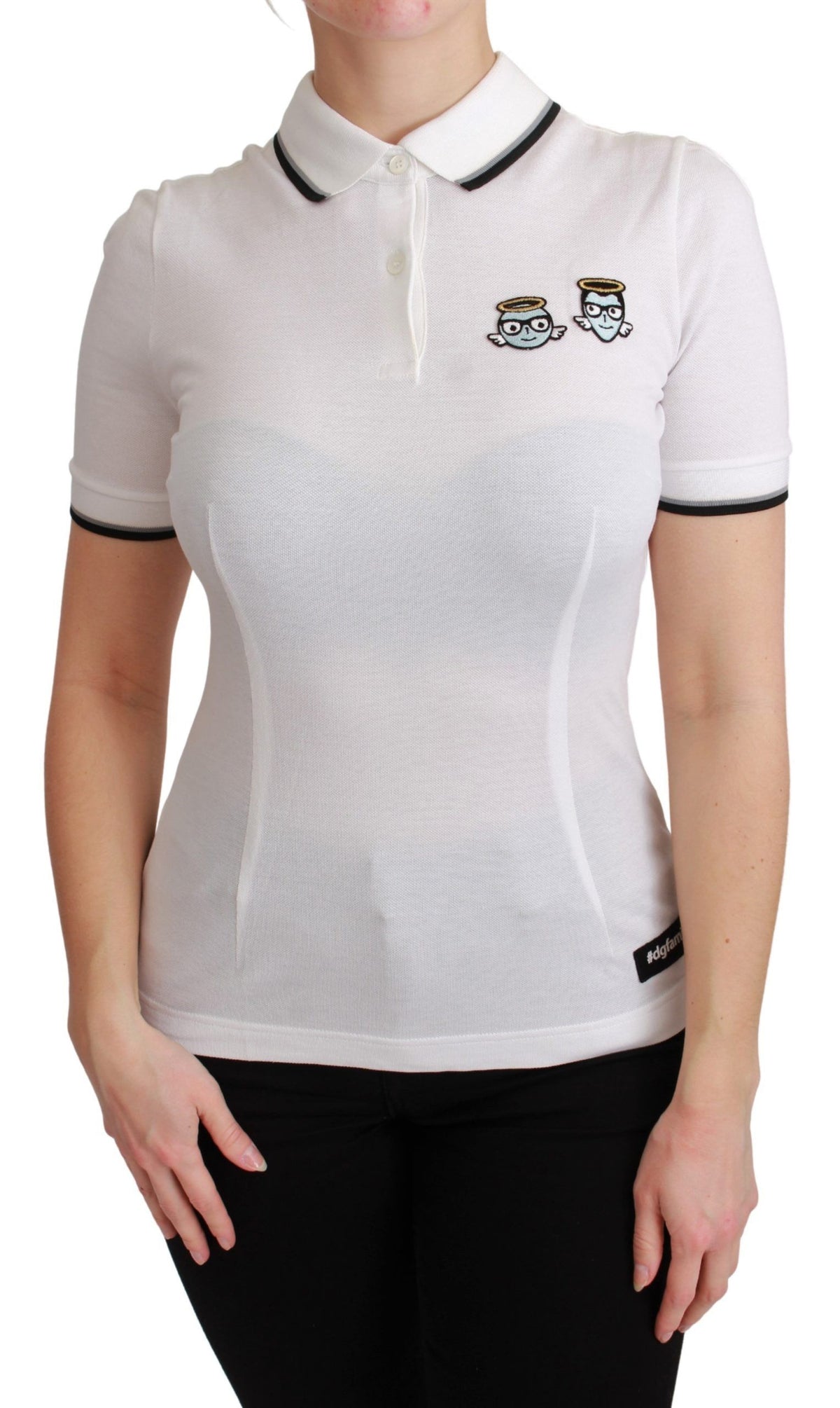 New Dolce & Gabbana White Cotton Polo #dgfamily T-shirt