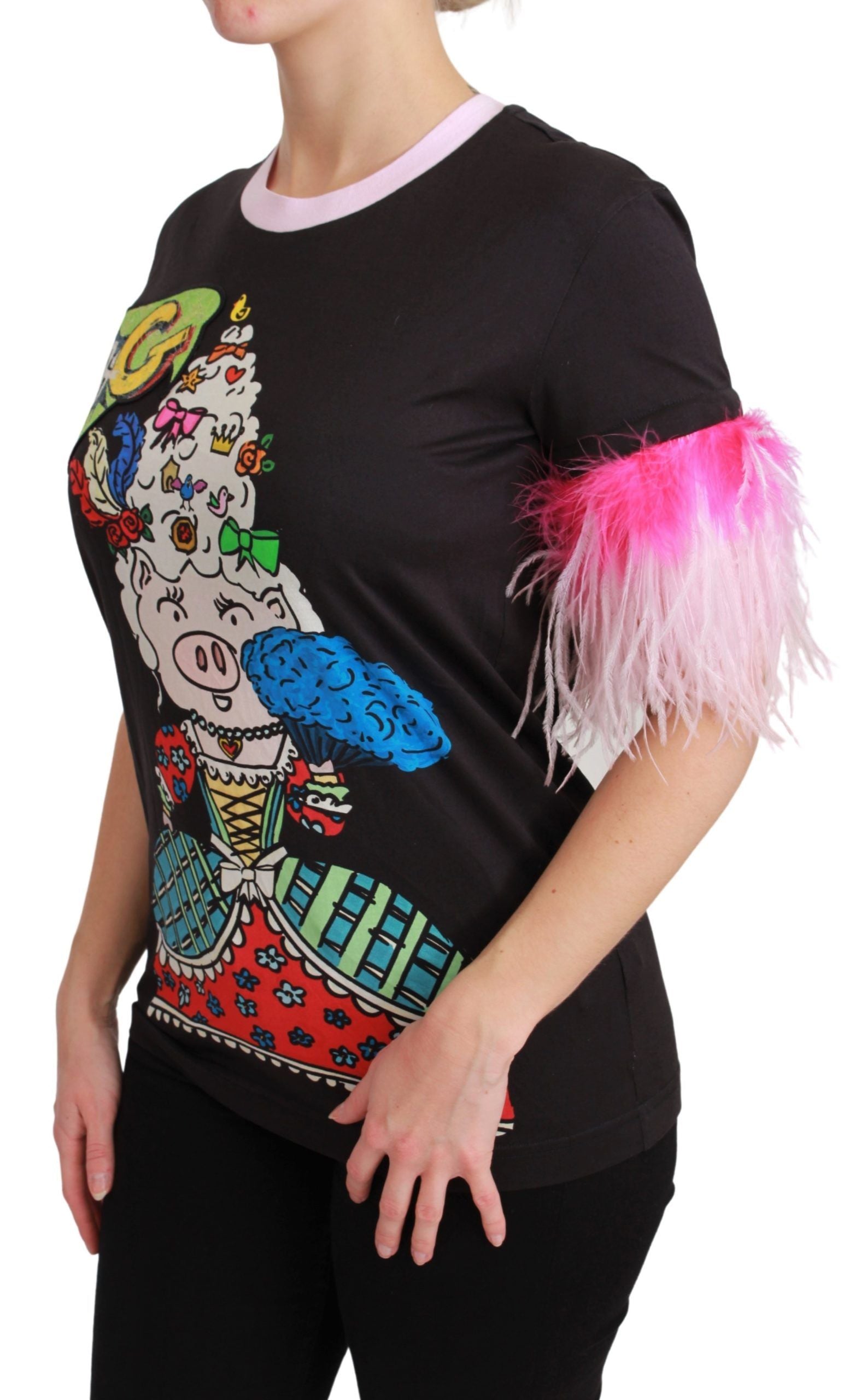 Dolce & Gabbana Black YEAR OF THE PIG Top Cotton T-shirt
