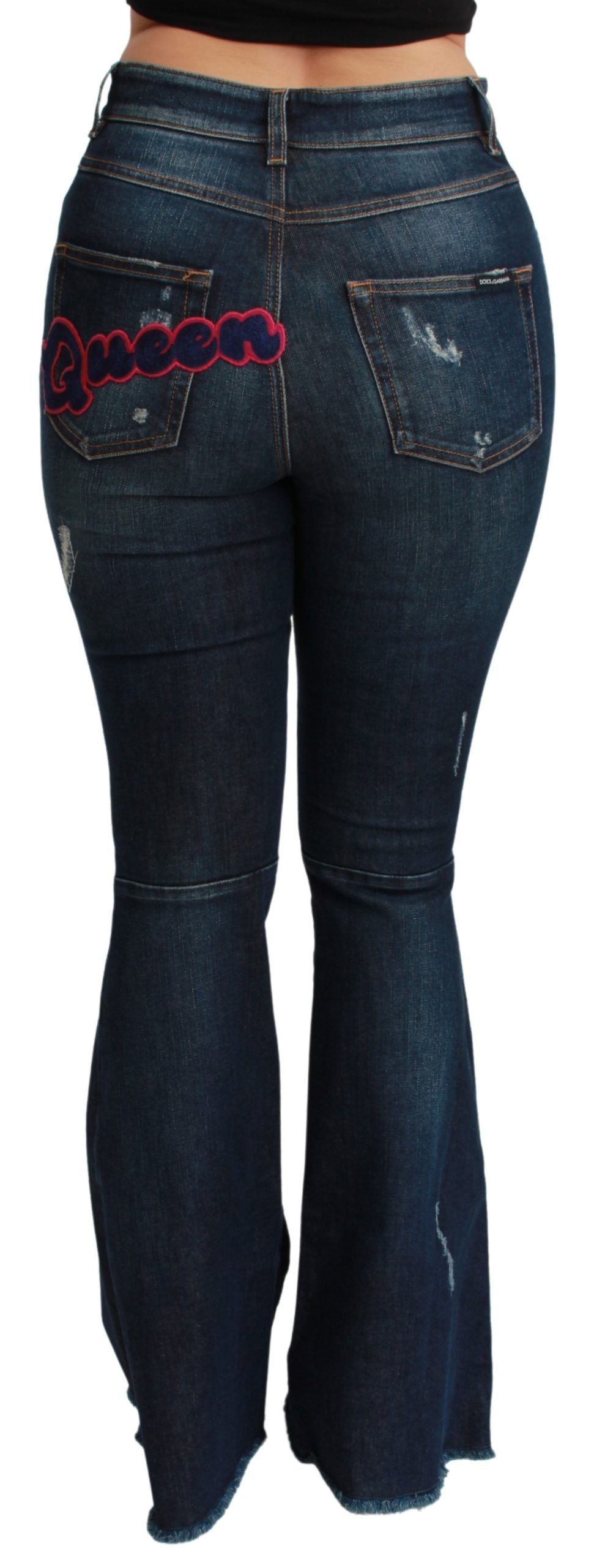 New Dolce & Gabbana Blue Denim Cotton Stretch Flared Jeans