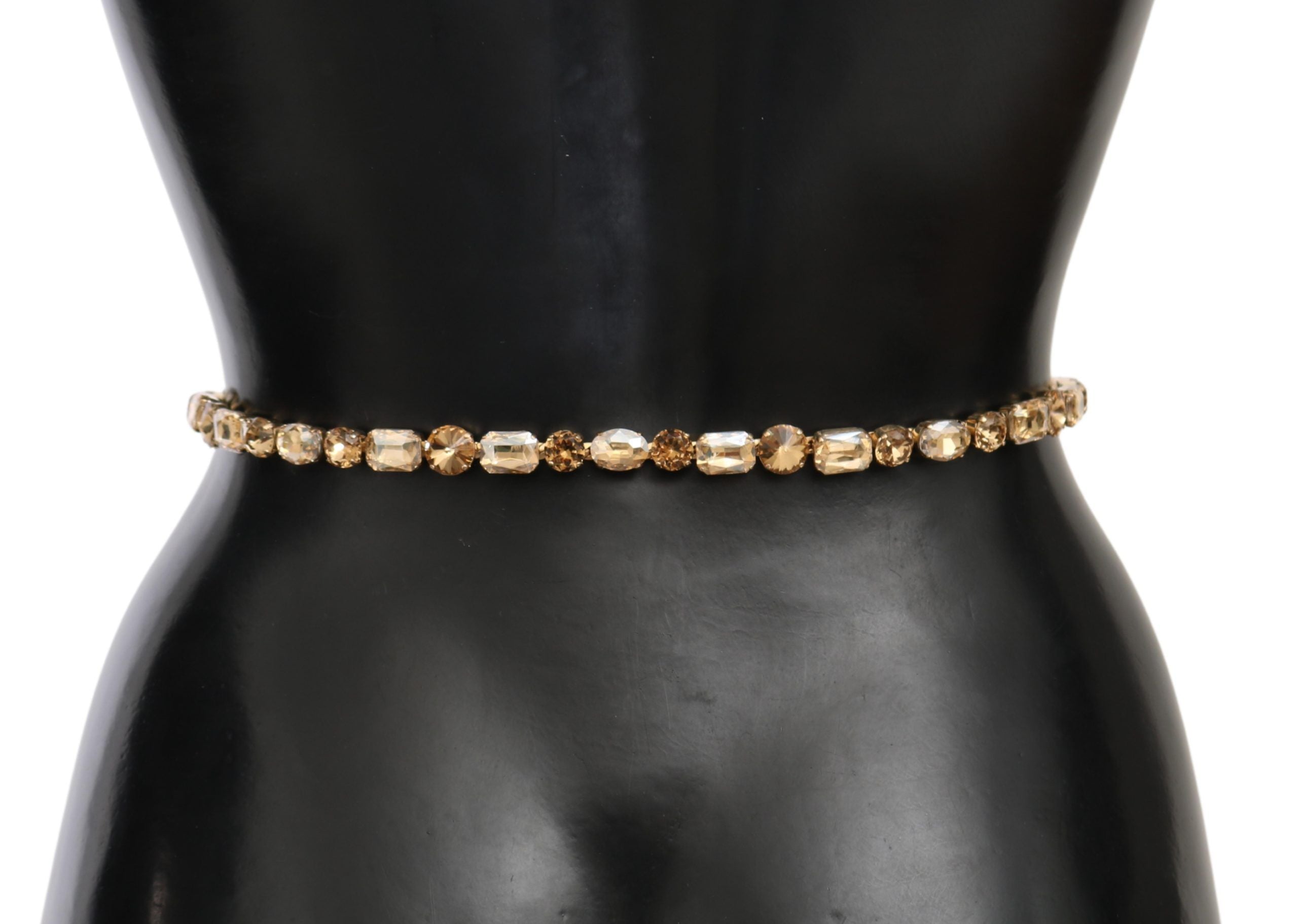 New Dolce & Gabbana White Leather Crystals Waist Belt