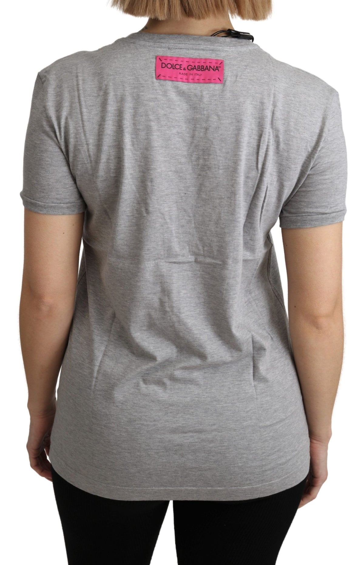 New Dolce & Gabbana Gray Cotton Amore e Bellezza Top T-shirt