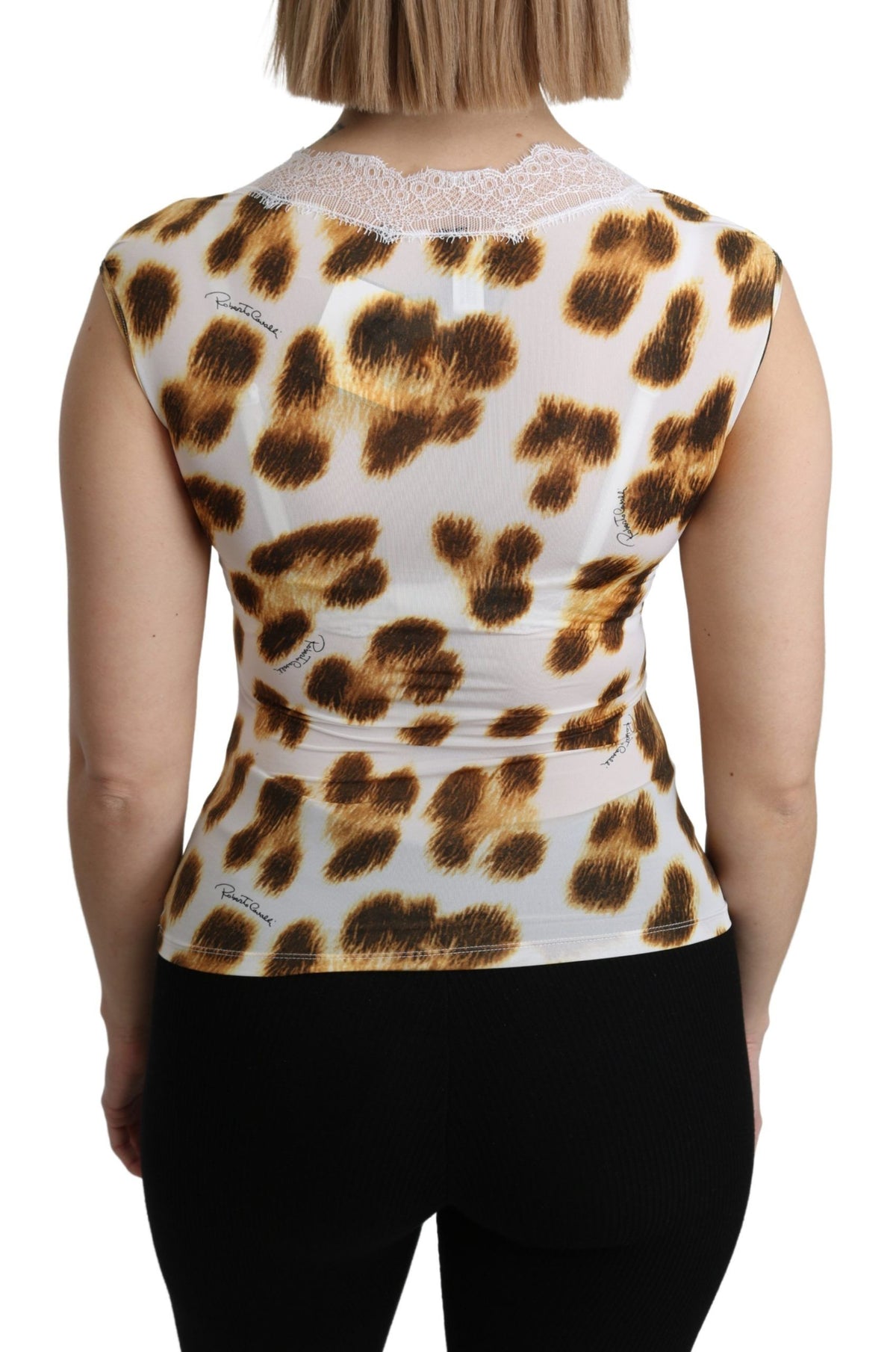 New Roberto Cavalli White Brown Camisole Underwear Blouse