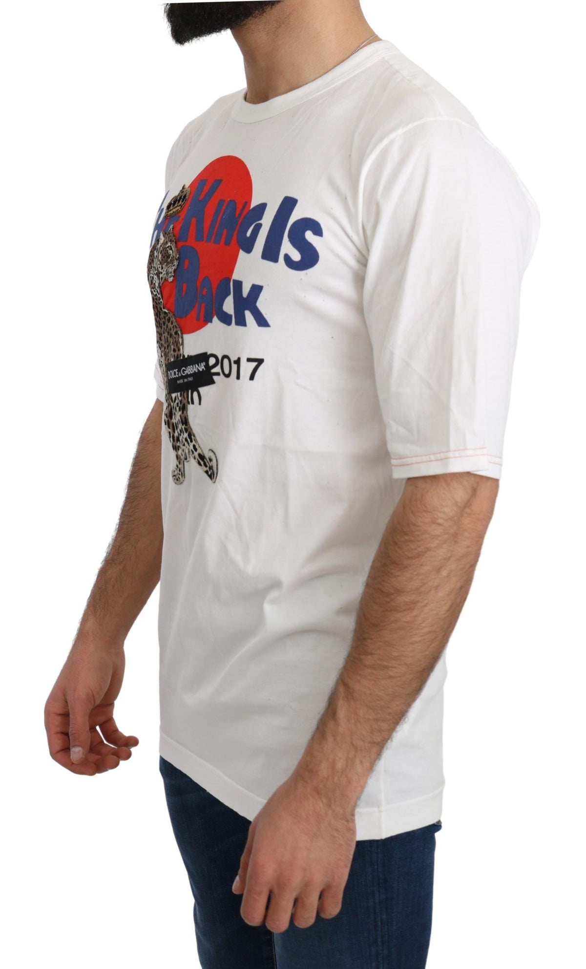 New Dolce & Gabbana White Leopard Royal Top T-shirt