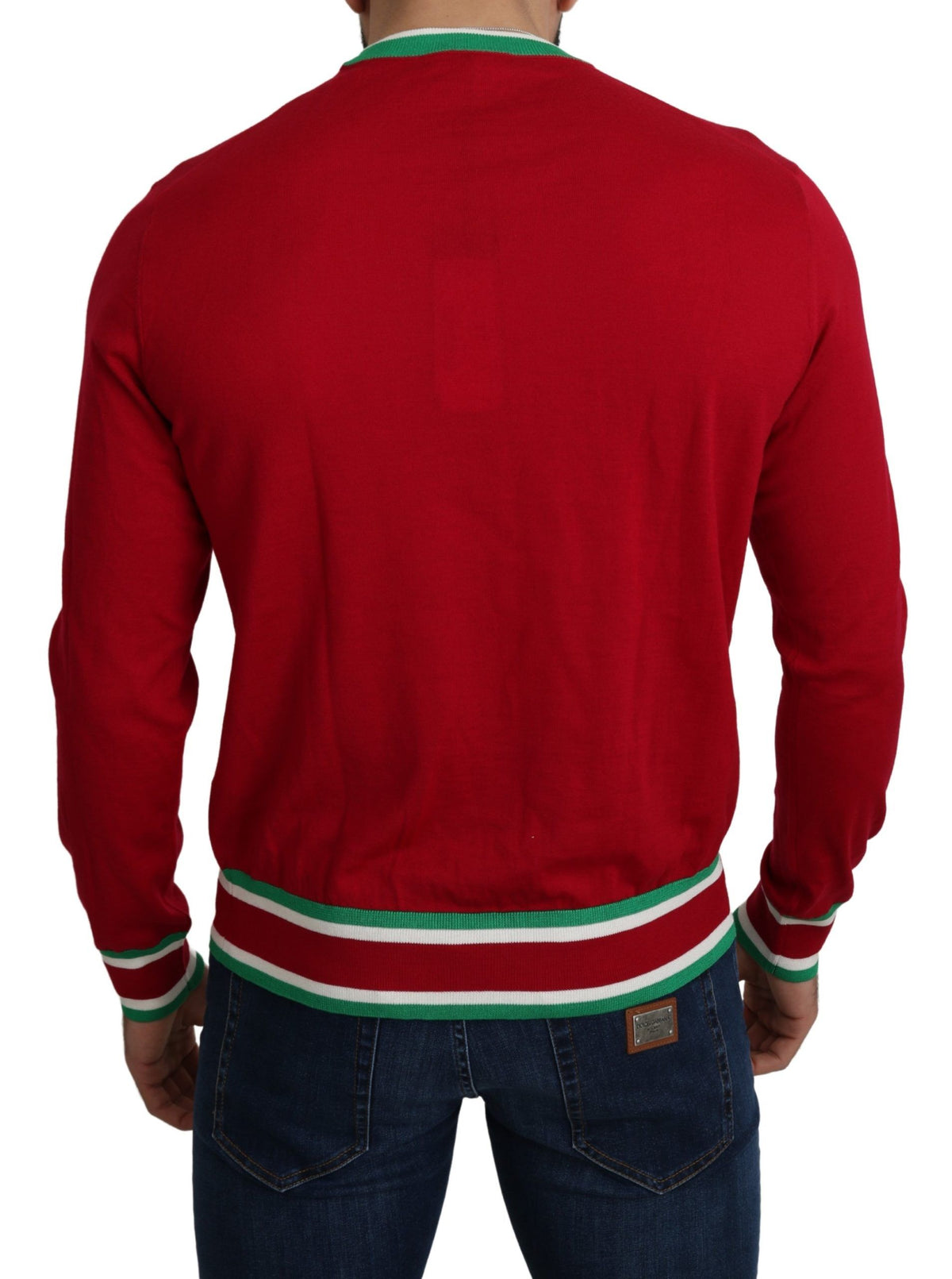 New Dolce & Gabbana Red Wool Silk Pig of the Year Sweater