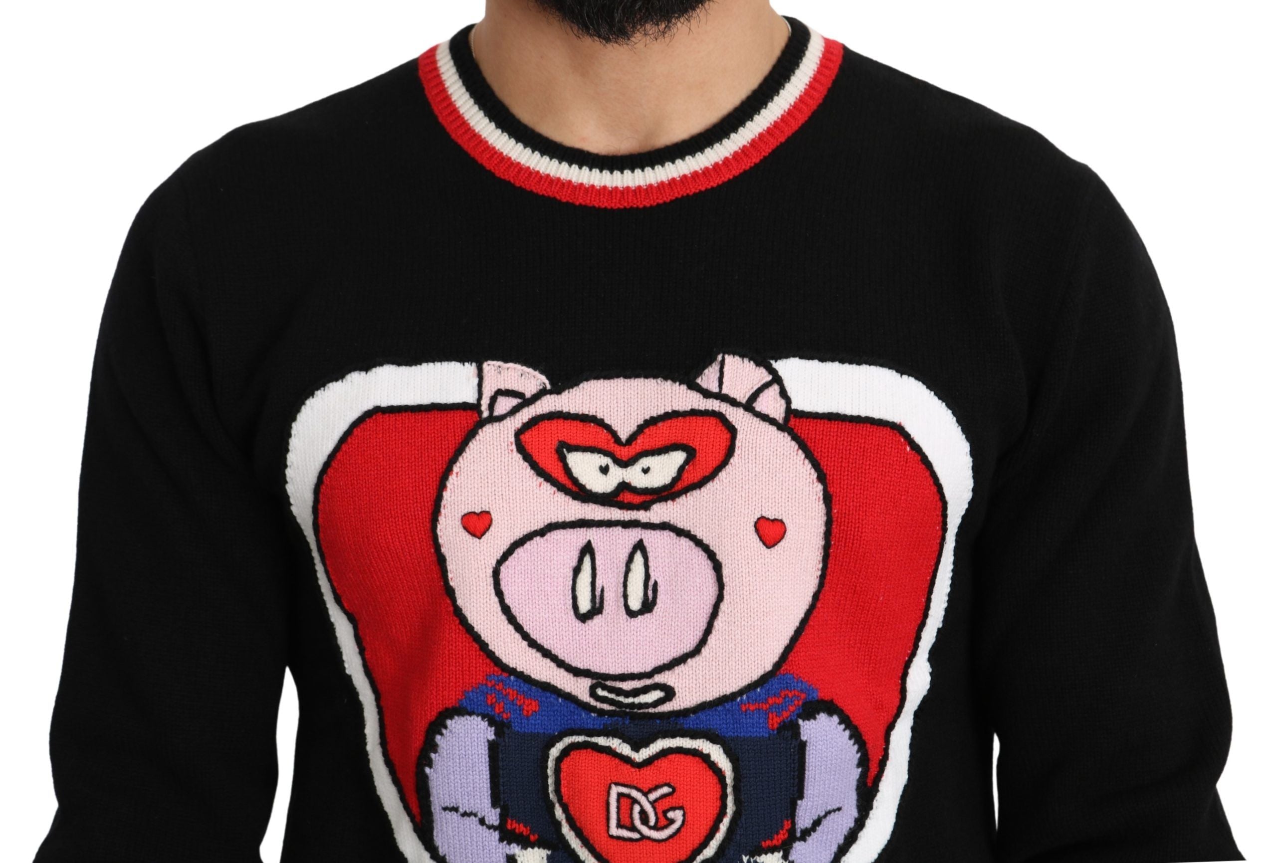 New Dolce & Gabbana Black Cashmere Pig of the Year Pullover Sweater
