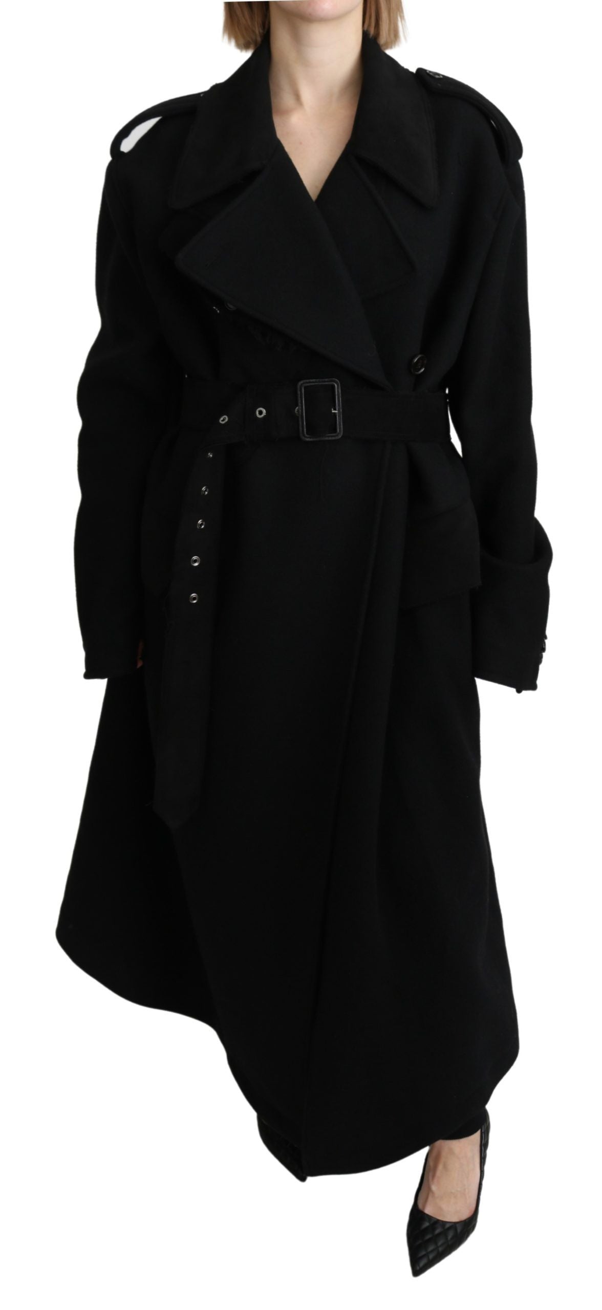 New Dolce & Gabbana Virgin Wool Black Blazer Trenchcoat Jacket