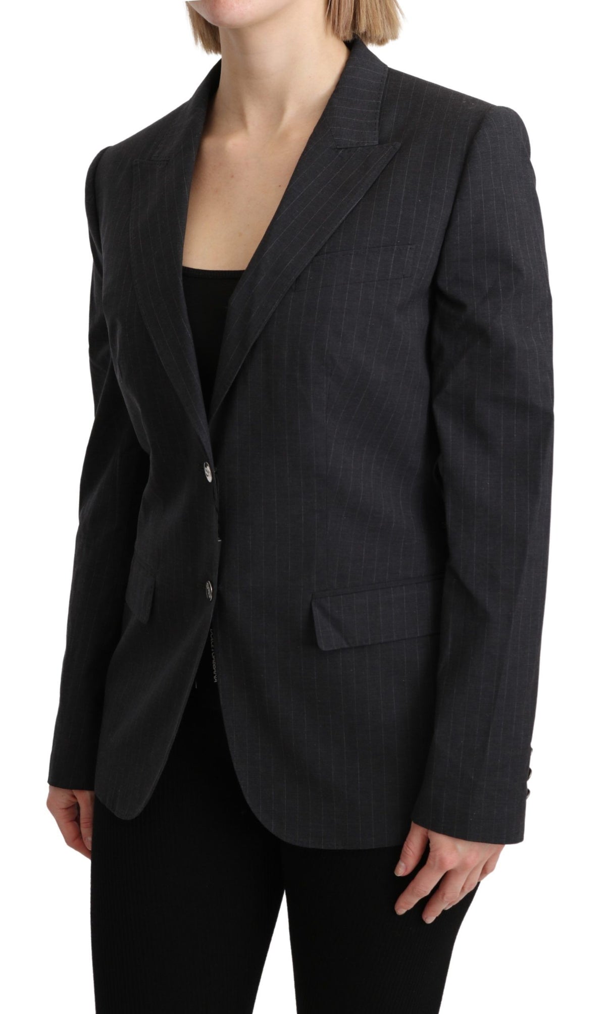 New Dolce & Gabbana Gray Single Breasted Blazer Cotton Jacket