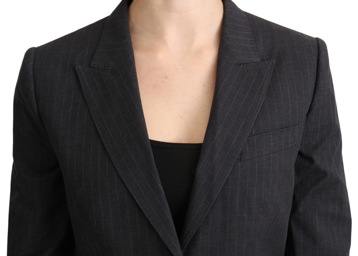 New Dolce & Gabbana Gray Single Breasted Blazer Cotton Jacket