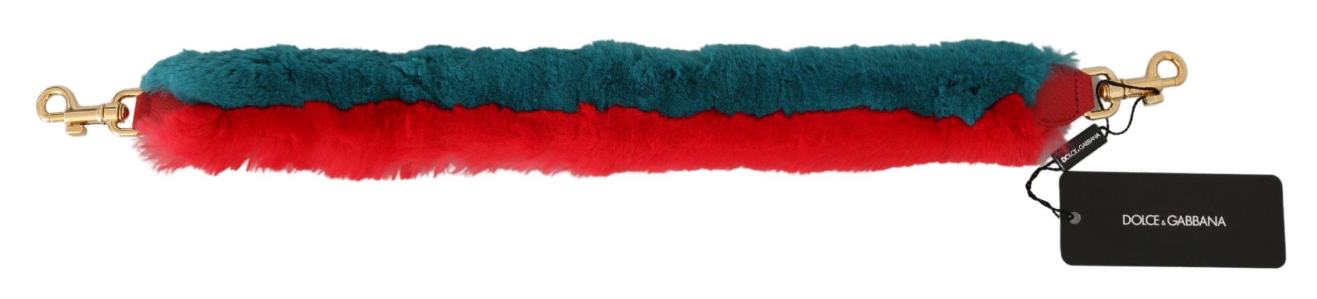 Dolce & Gabbana Red Blue Rabbit Fur Leather Shoulder Strap, new with tags – image 3 of 3