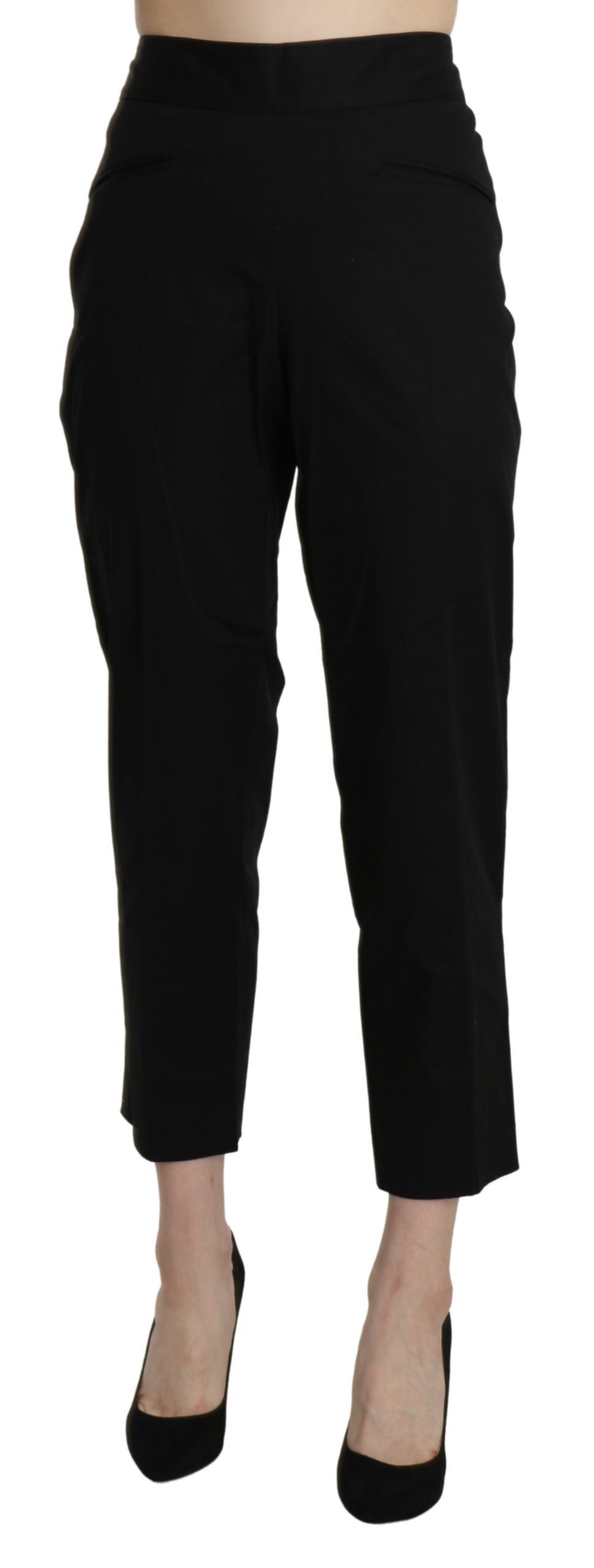 New BENCIVENGA Black High Waist Straight Cropped Dress Pants