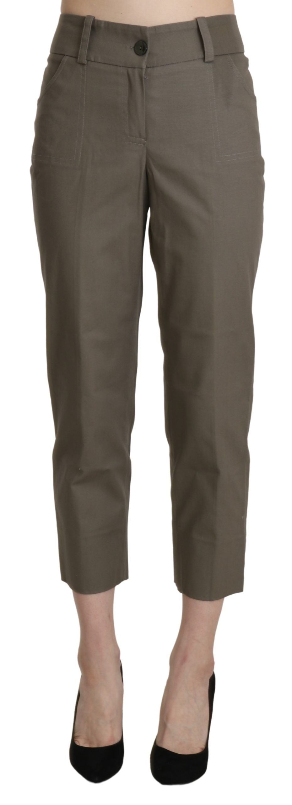 New BENCIVENGA Gray High Waist Cropped Dress Trouser Pants