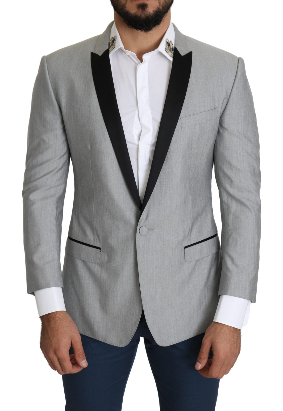 New Dolce & Gabbana Light Gray Single Breasted SARTORIA Blazer