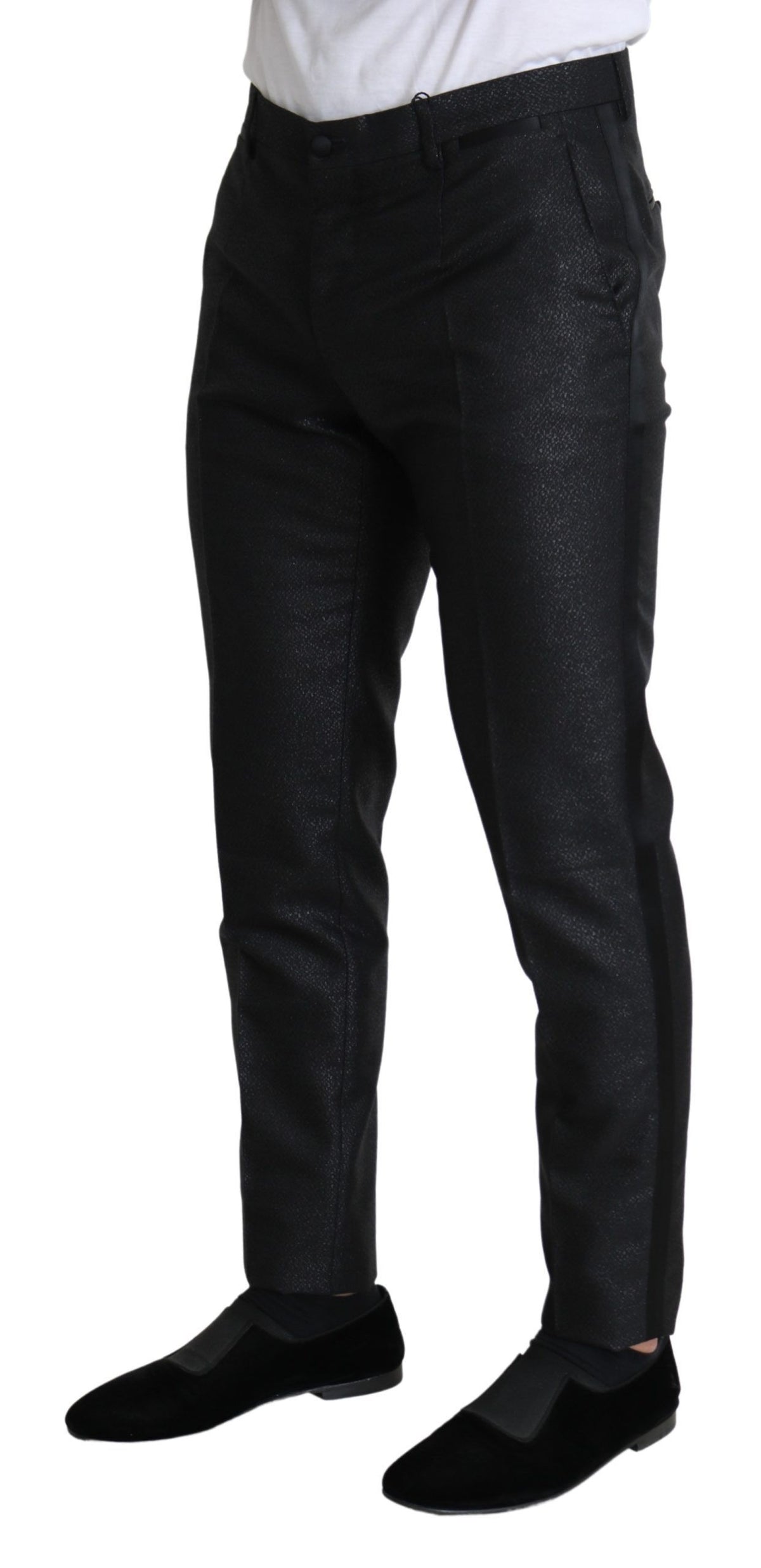 New Dolce & Gabbana Black Metallic Skinny Trouser Dress