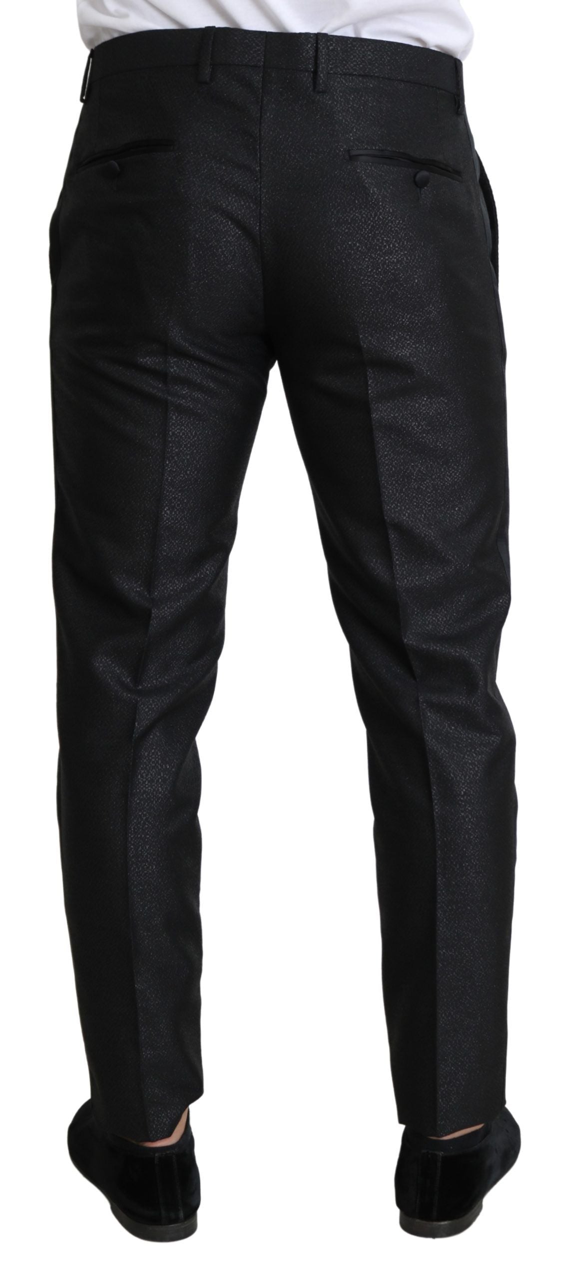 New Dolce & Gabbana Black Metallic Skinny Trouser Dress