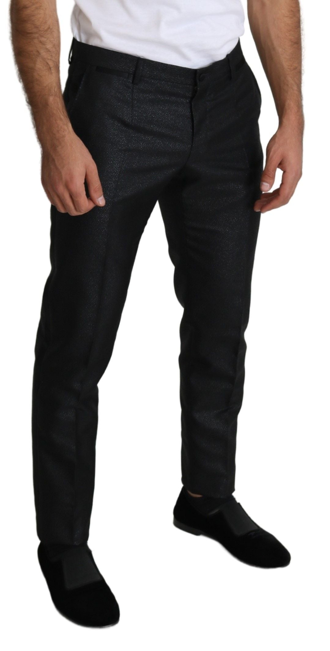 New Dolce & Gabbana Black Metallic Skinny Trouser Dress