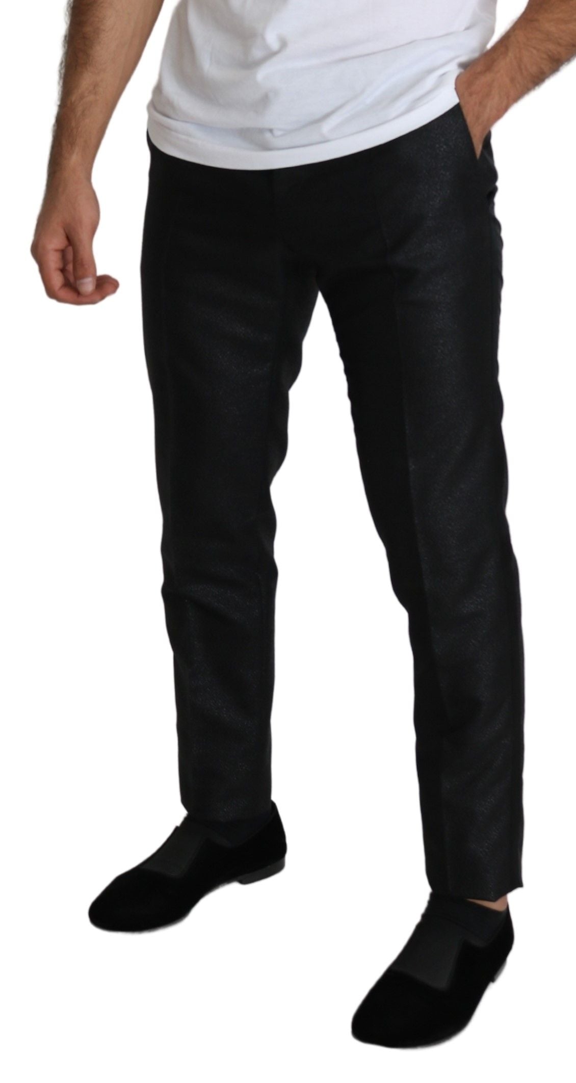New Dolce & Gabbana Black Metallic Skinny Trouser Dress