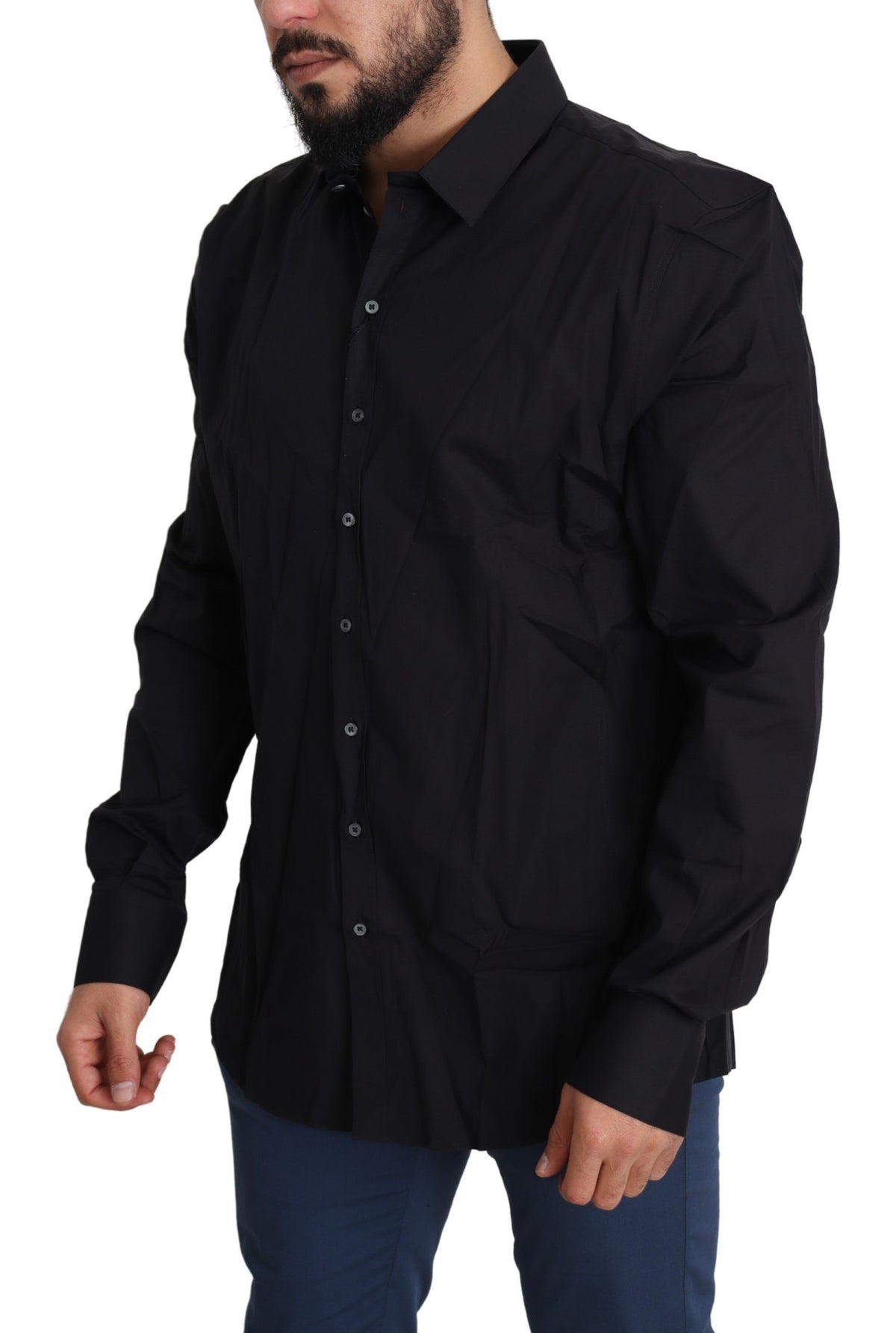 New Dolce & Gabbana Black Cotton Stretch Dress SICILIA Shirt