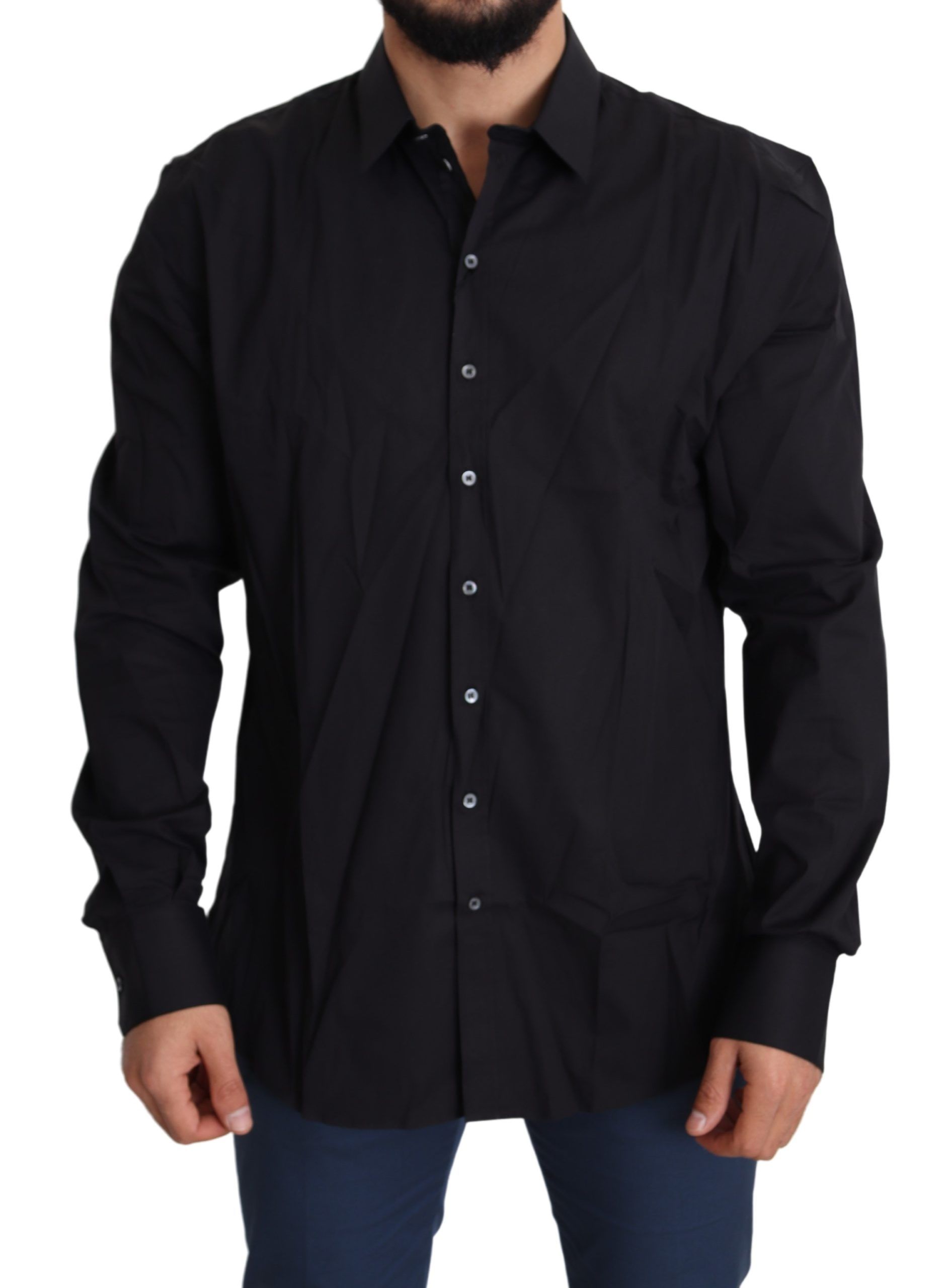 New Dolce & Gabbana Black Cotton Stretch Dress SICILIA Shirt