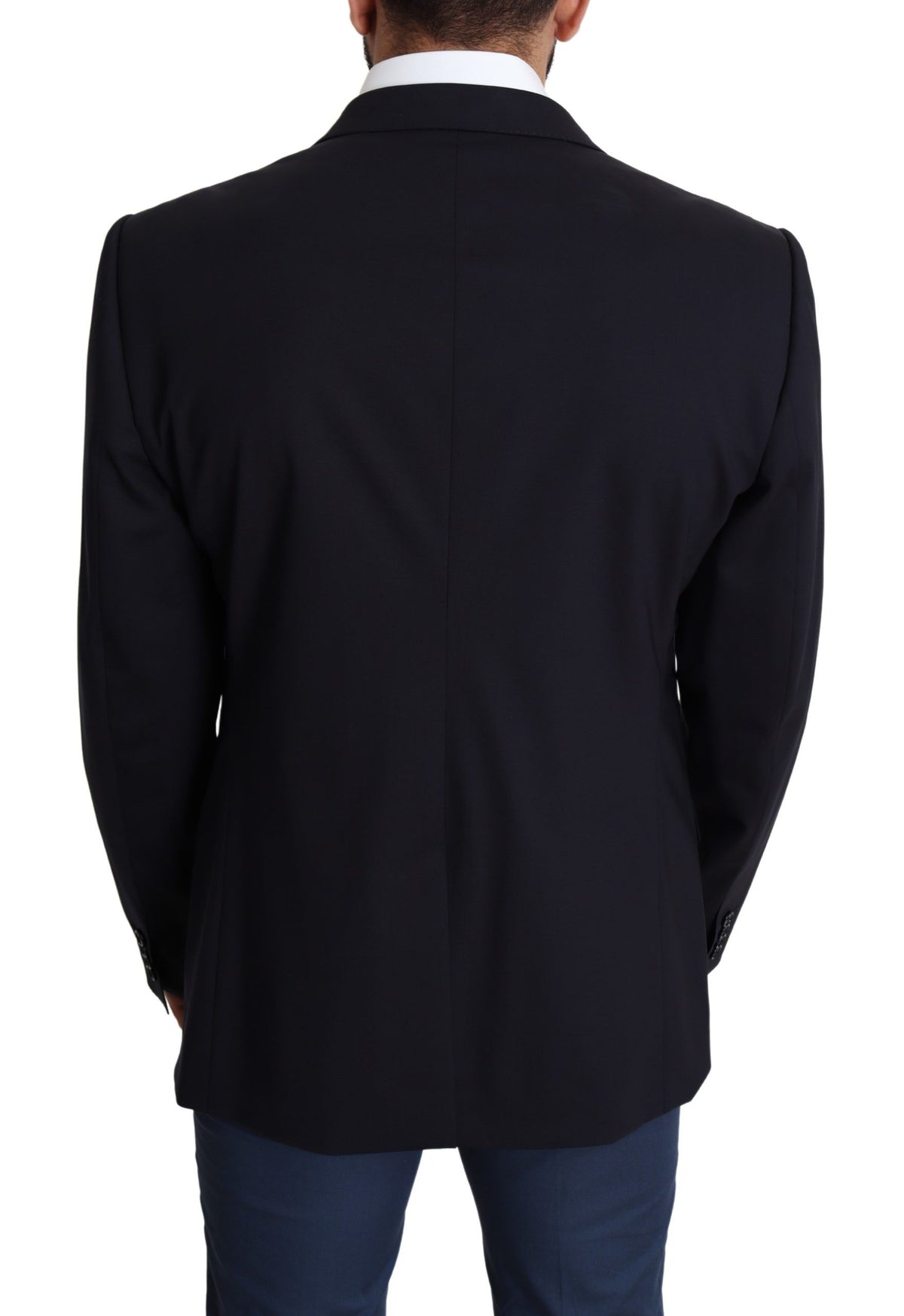 New Dolce & Gabbana Dark Blue Wool Stretch Men Coat MARTINI Blazer