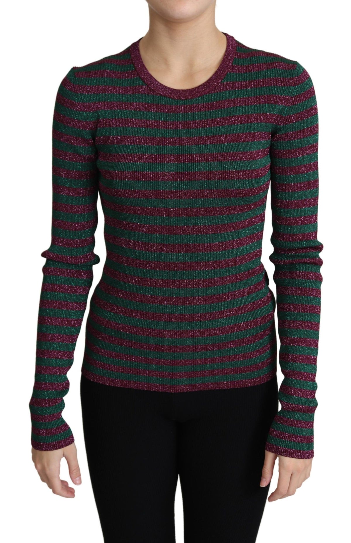 New Dolce & Gabbana Stripes Crew Neck Pullover Sweater