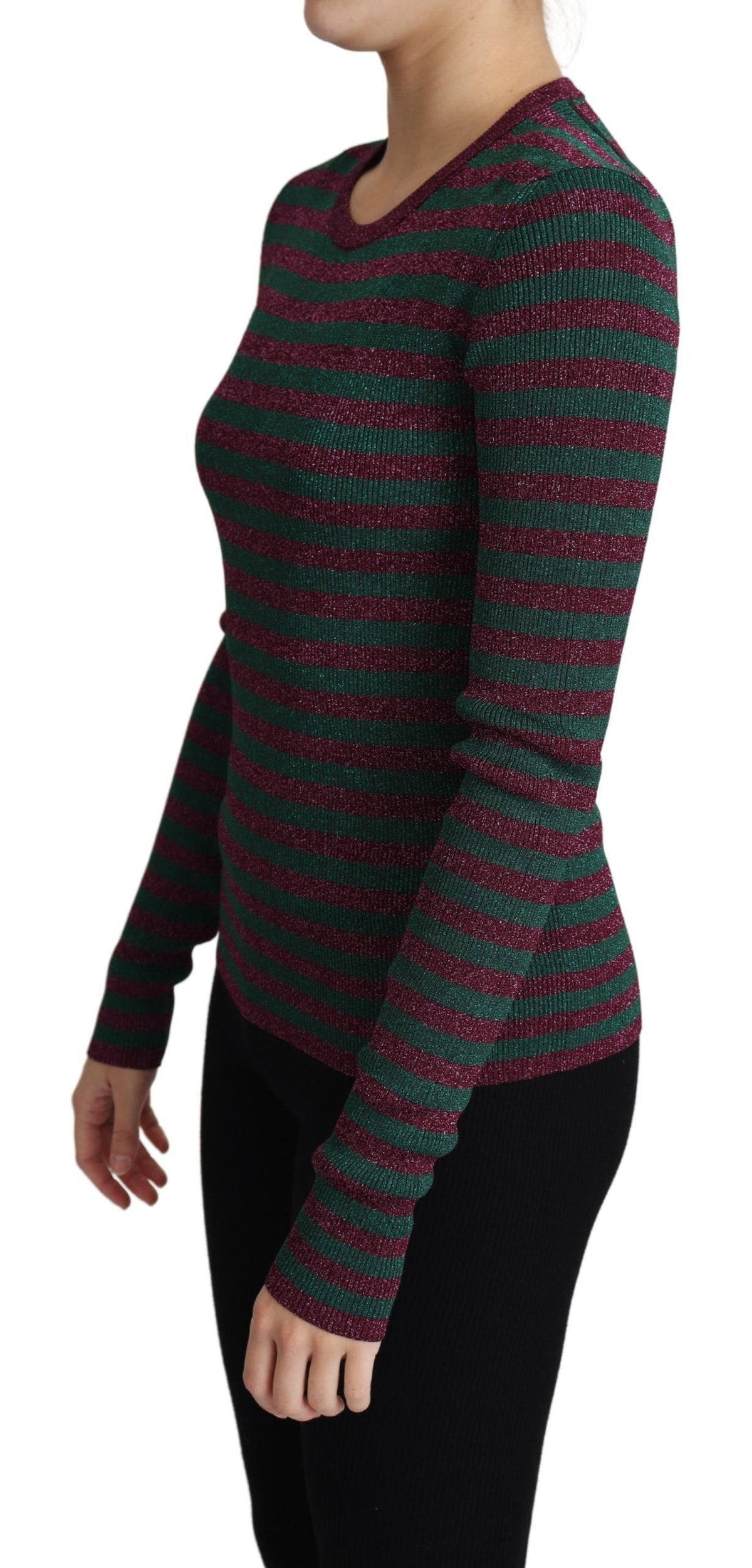 New Dolce & Gabbana Stripes Crew Neck Pullover Sweater