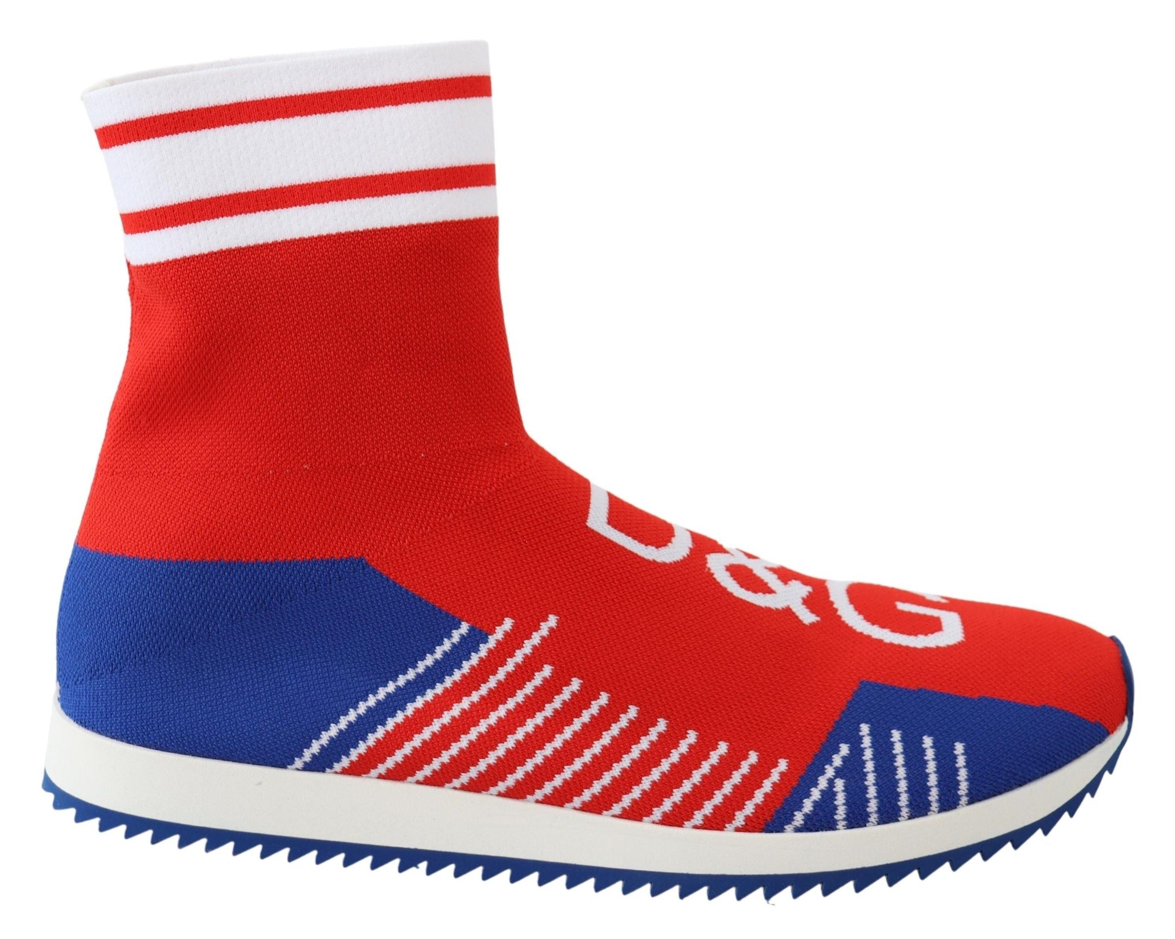 New Dolce & Gabbana Blue Red Sorrento Logo Sneakers Socks Shoes