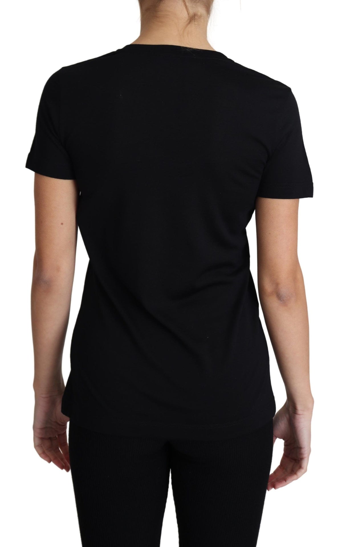 New Dolce & Gabbana Black Wool Round Neck Short Sleeves T-shirt