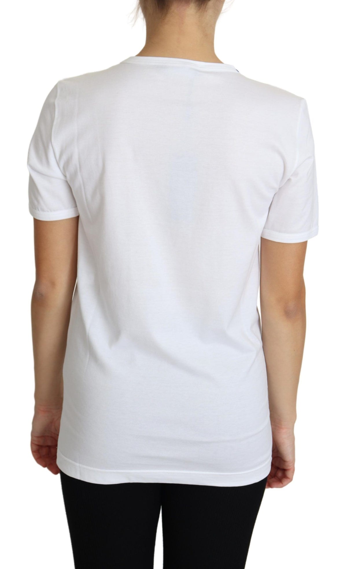 New Dolce & Gabbana White San Valentino Heart Crystals T-shirt Top