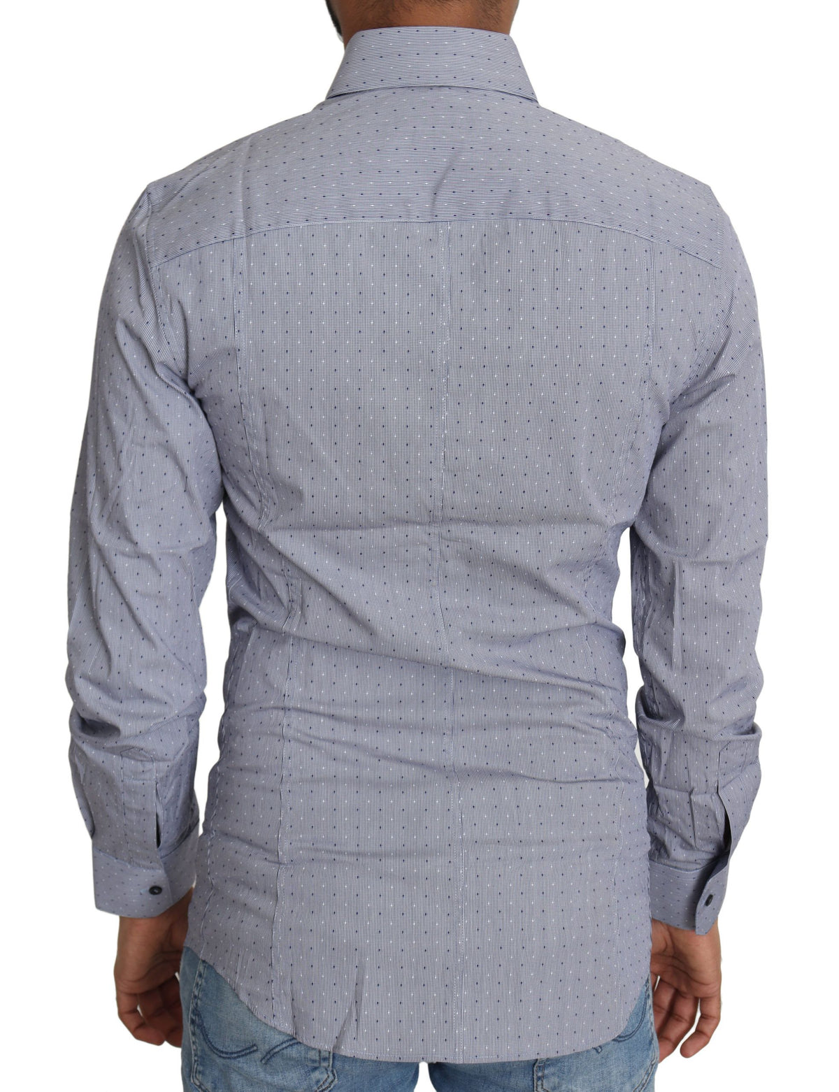 New Dolce & Gabbana Gray Dotted Semi Fitted Formal SICILIA Shirt