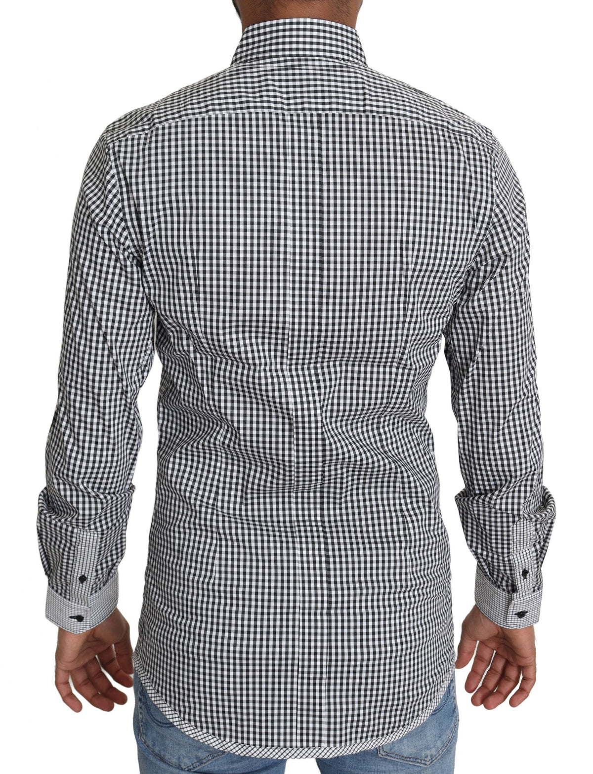 New Dolce & Gabbana Black White Checkered Casual Shirt