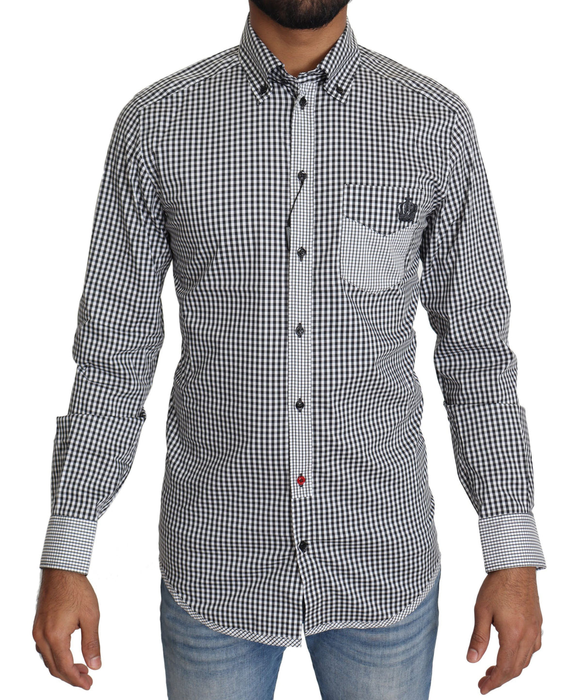 New Dolce & Gabbana Black White Checkered Casual Shirt