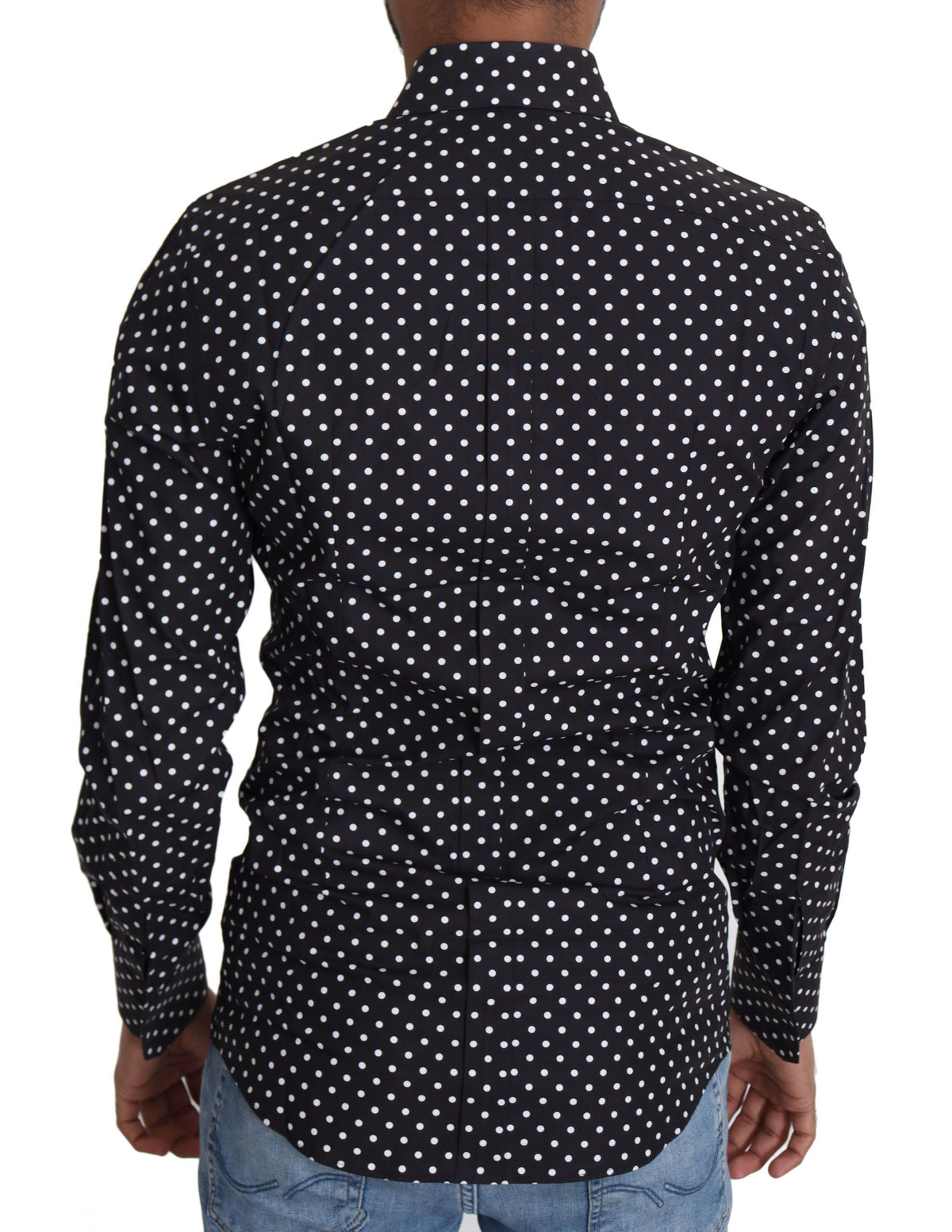 New Dolce & Gabbana Black White Polka Dots Casual Shirt