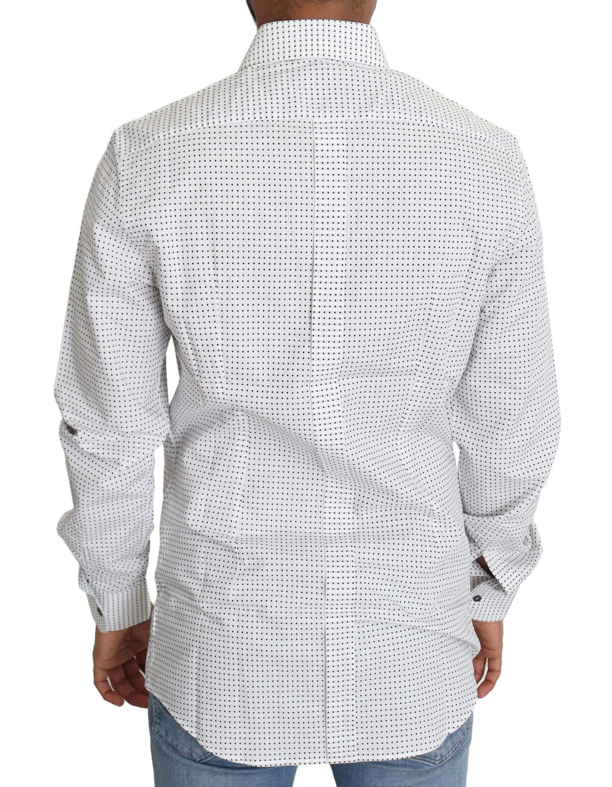 New Dolce & Gabbana Black White Polka Dots Dress Shirt