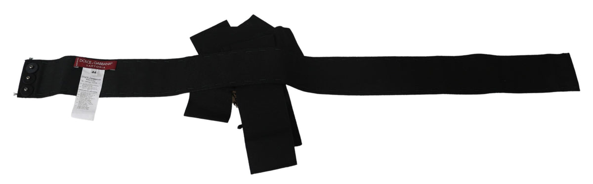 New Dolce & Gabbana Black Crystal Brooch Wide Wai SATORIA Belt