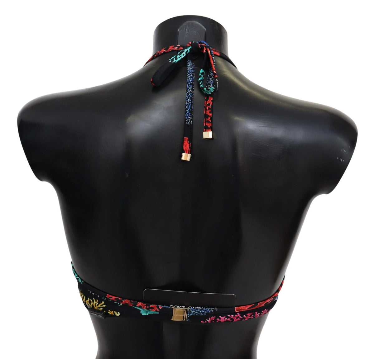 New Dolce & Gabbana Black Corals Print Women Beachwear Bikini Tops