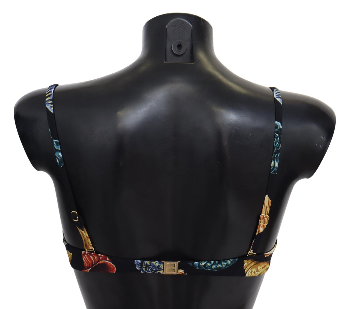 New Dolce & Gabbana Black Seashells Print Women Swimwear Bikini Tops