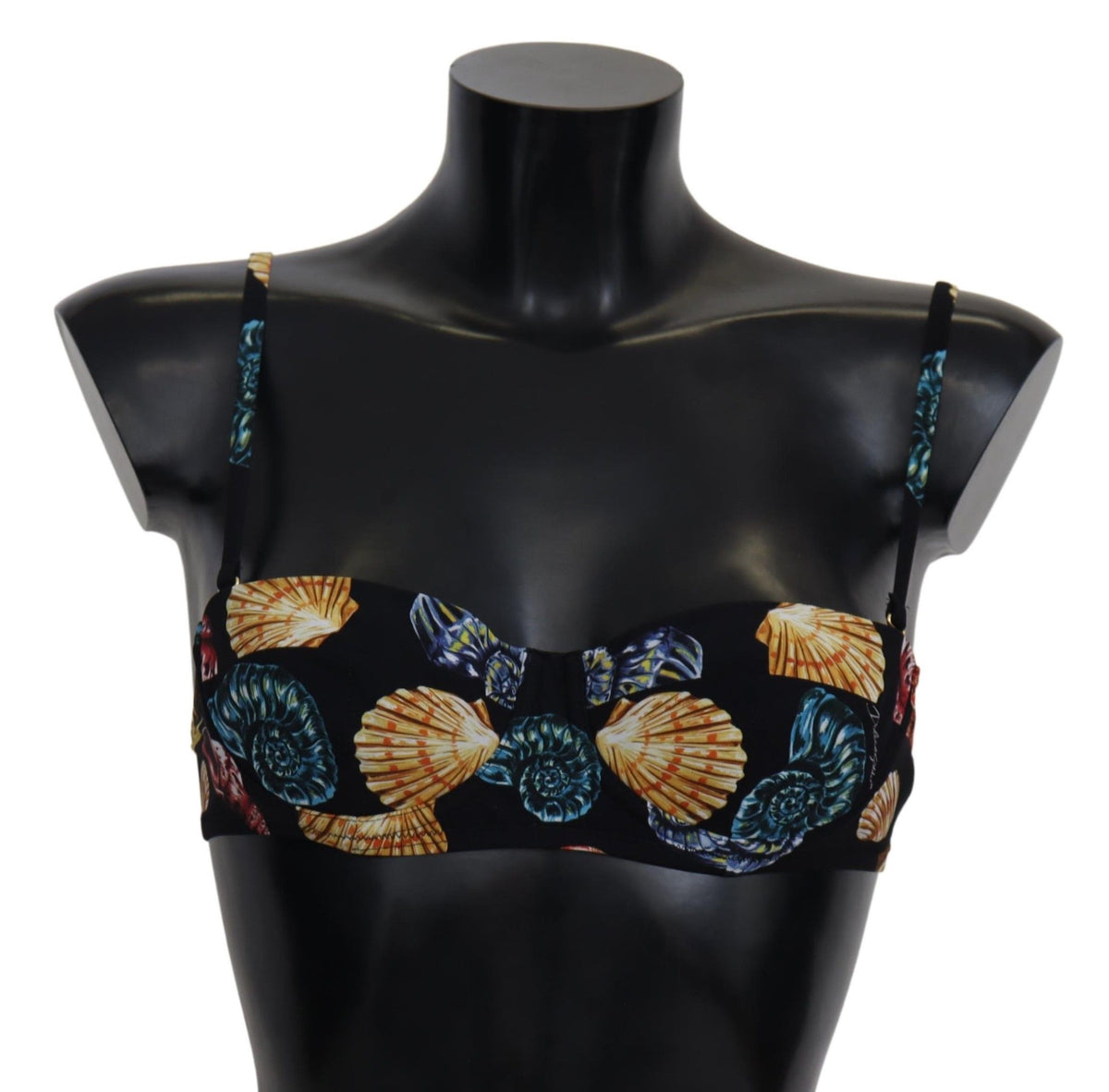 New Dolce & Gabbana Black Seashells Print Women Swimwear Bikini Tops